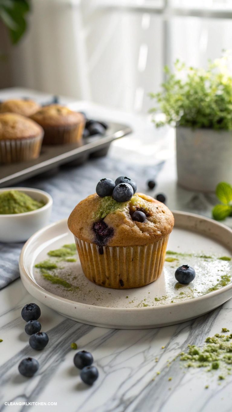 blueberry matcha muffins