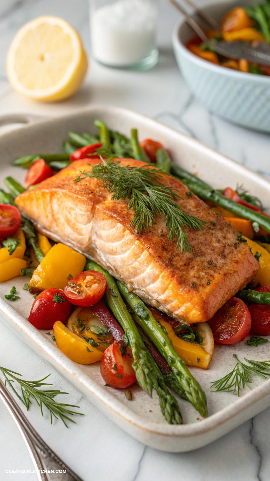 easy clean dinner recipes Baked Salmon with Veggies