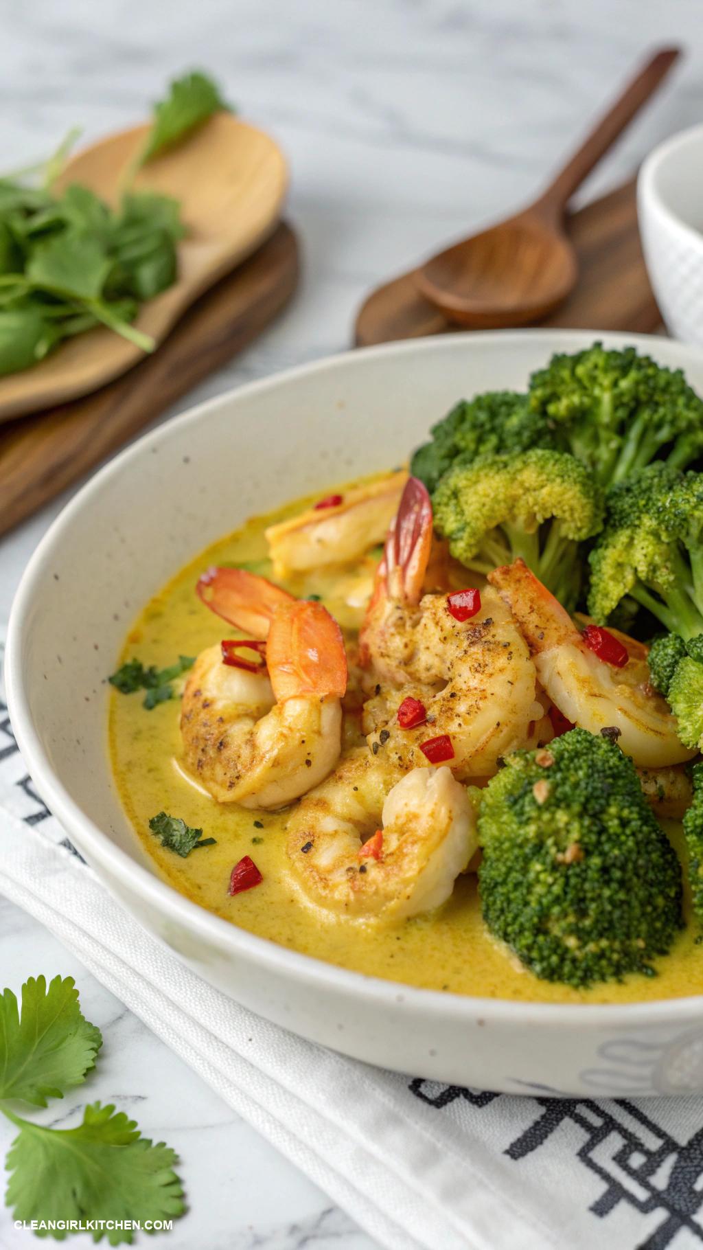 easy clean dinner recipes Coconut Curry Shrimp with Broccoli