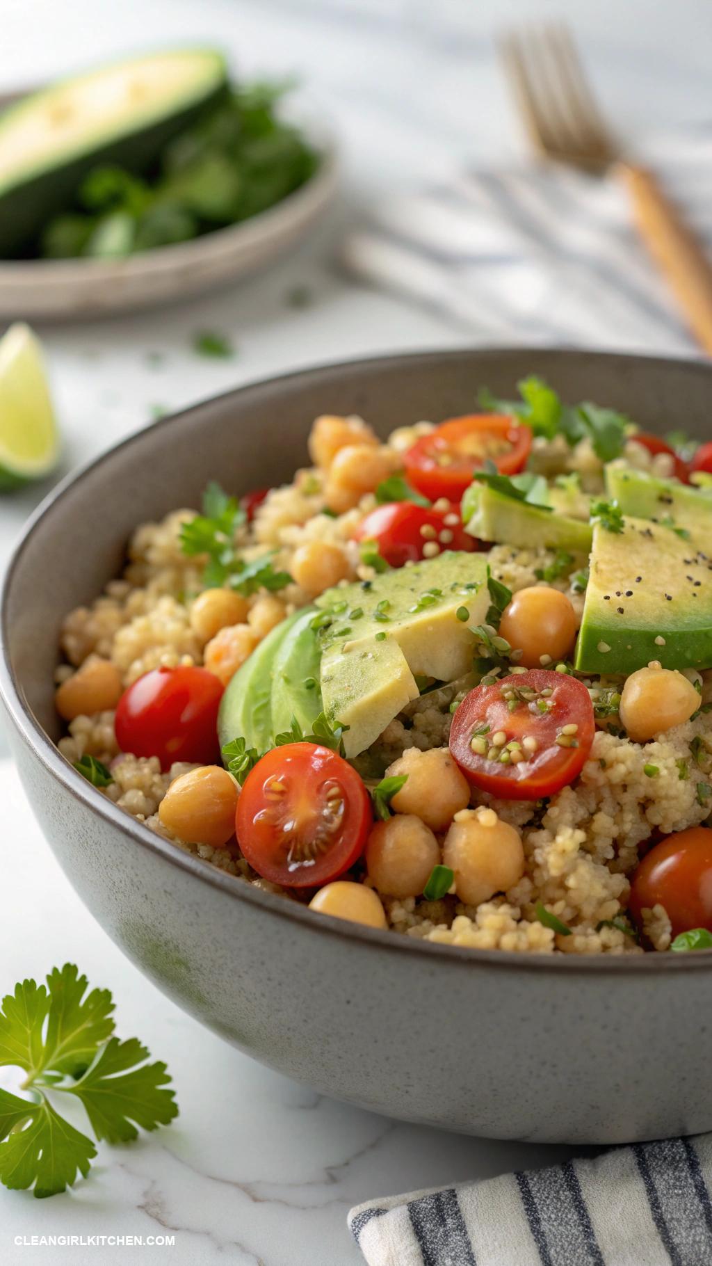 easy clean dinner recipes Quinoa Salad with Chickpeas and Avocado