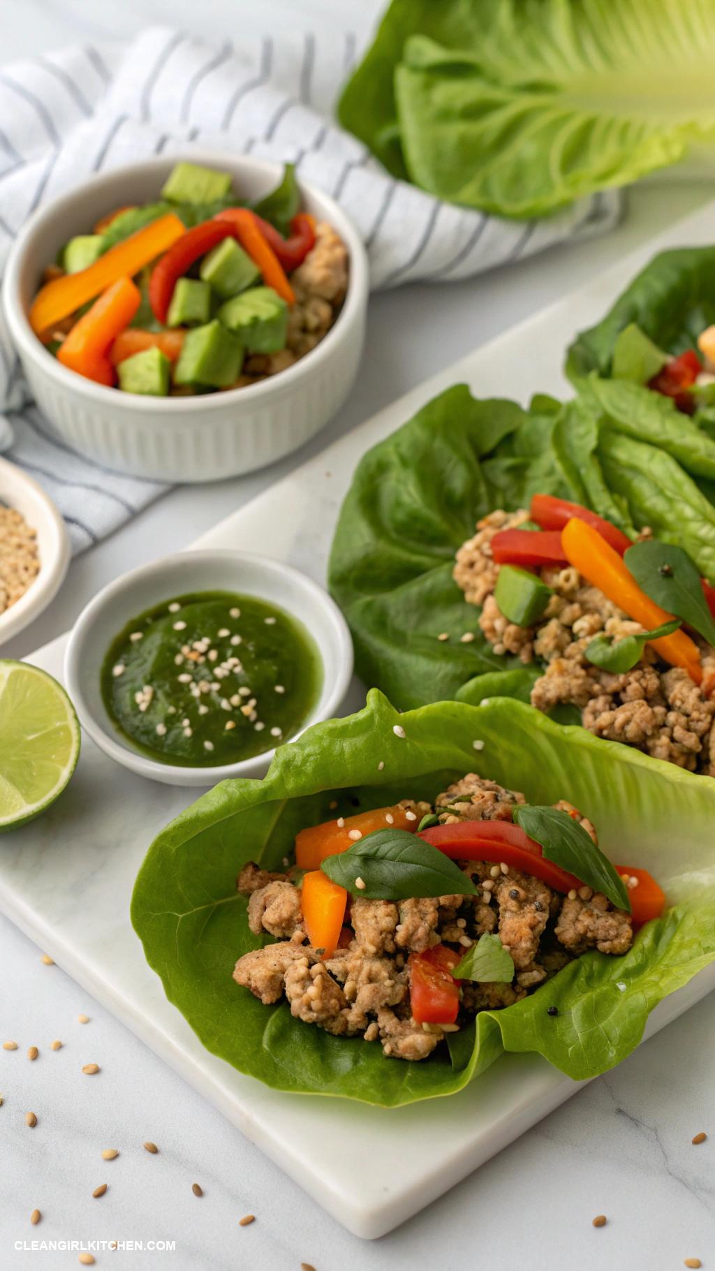easy clean dinner recipes Turkey and Spinach Lettuce Wraps