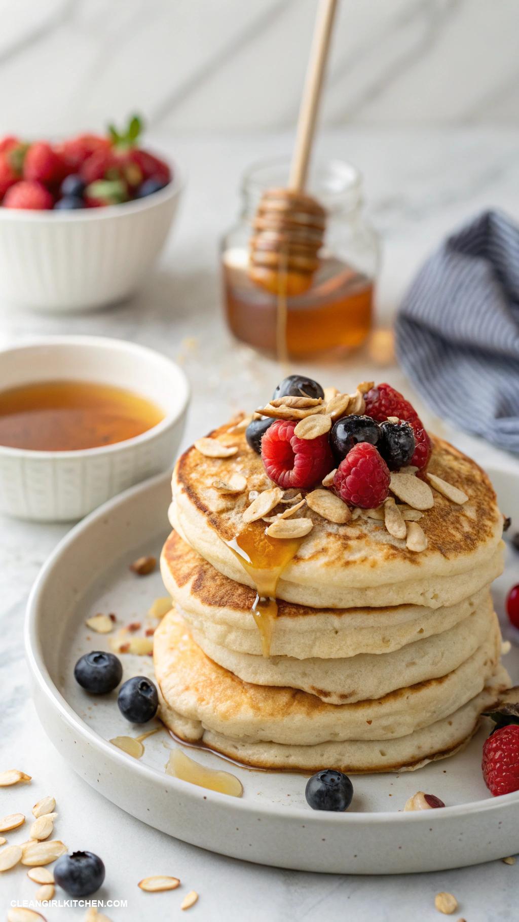 greek yogurt recipes Greek Yogurt Pancakes with Honey and Almonds