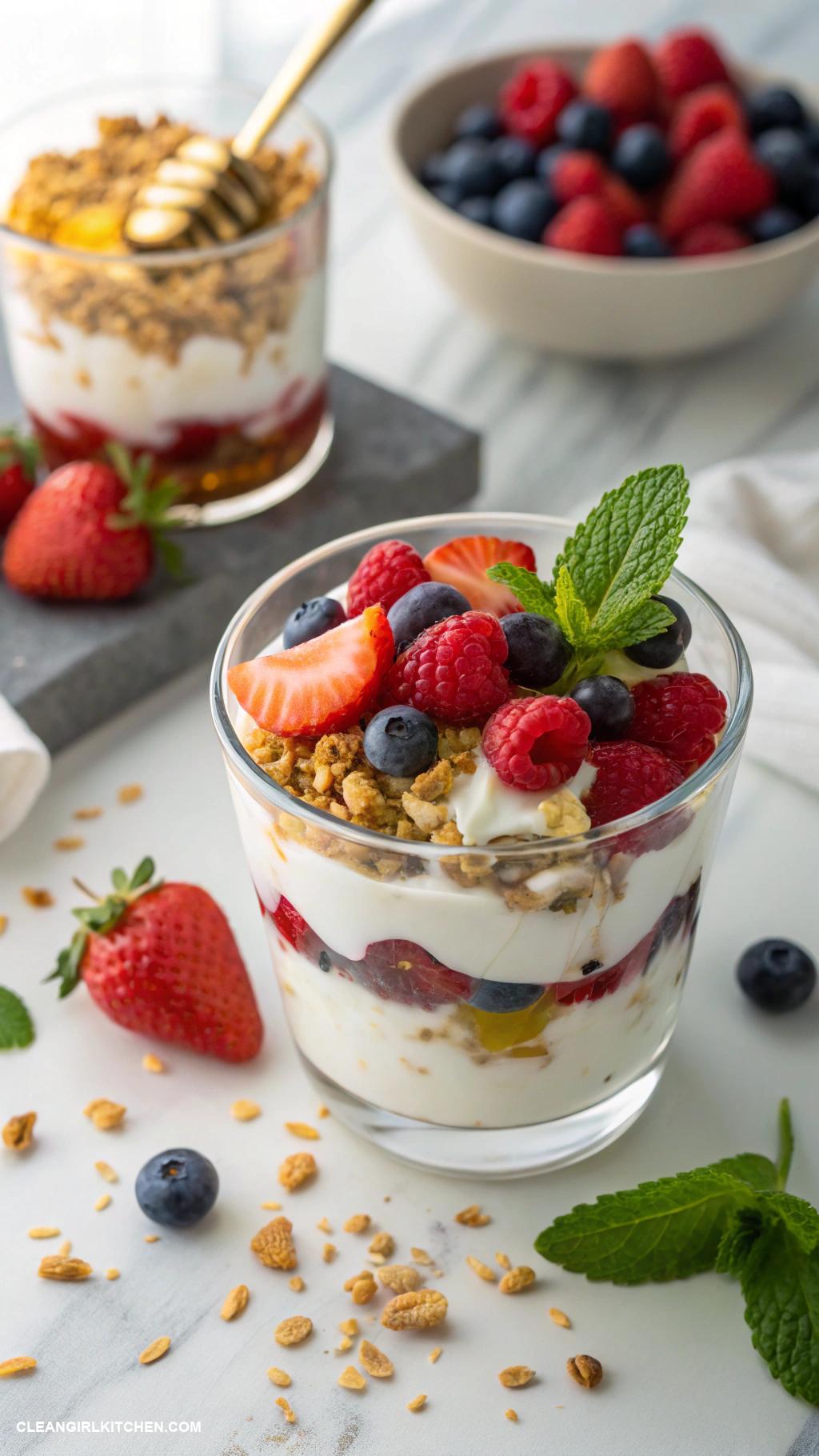 greek yogurt recipes Greek Yogurt Parfait with Fresh Berries and Granola