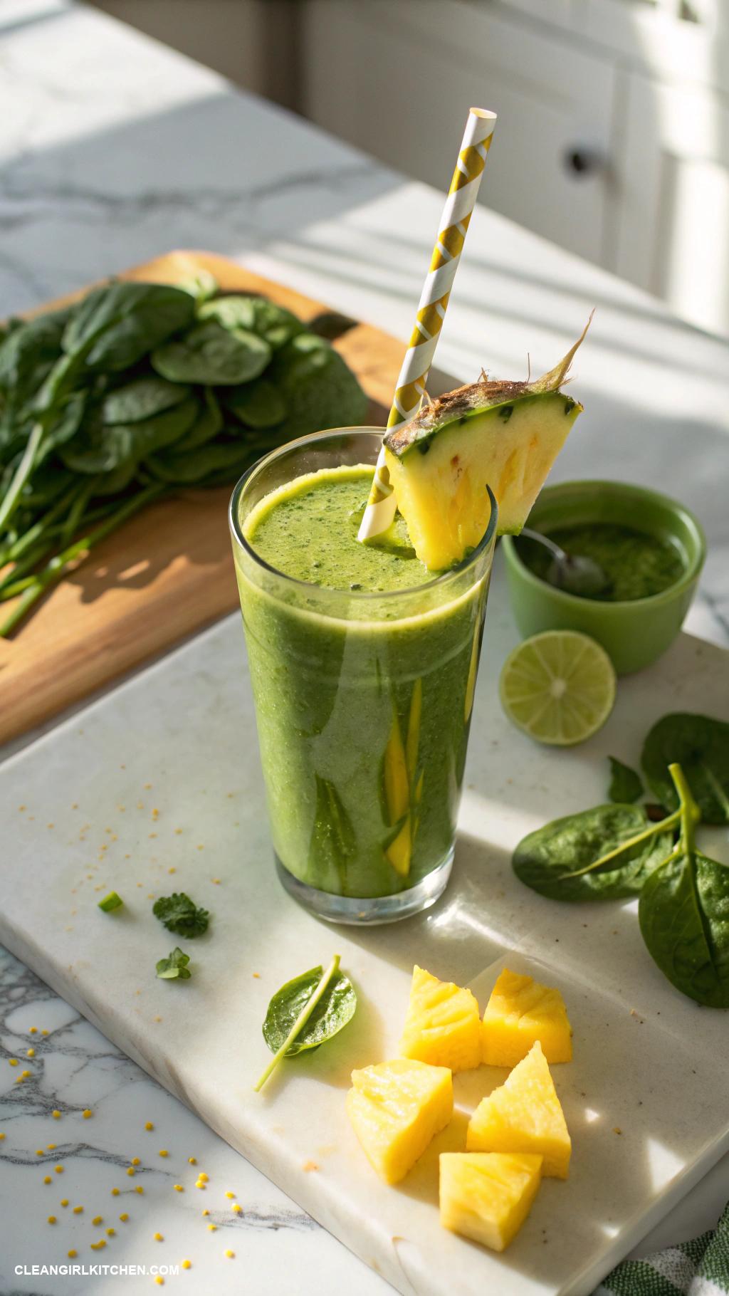 green juice recipes Spinach and Pineapple Juice