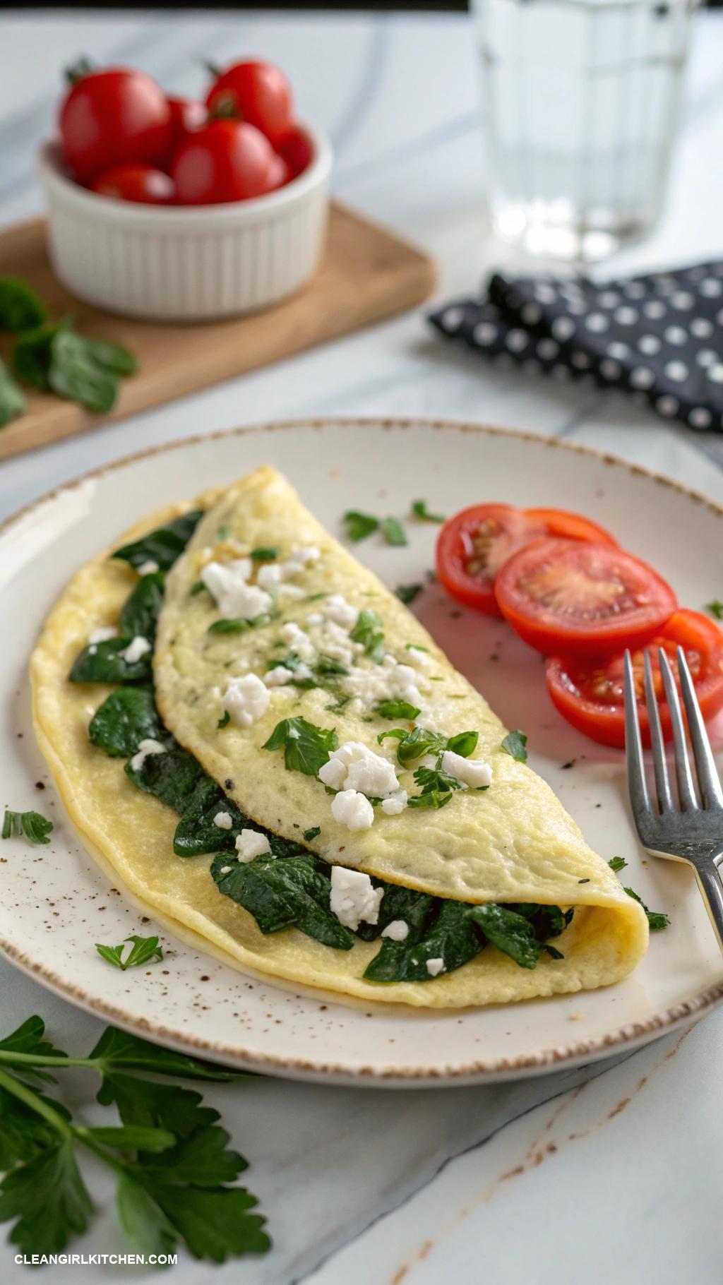 healthy brunch ideas Egg White Omelette with Spinach and Feta