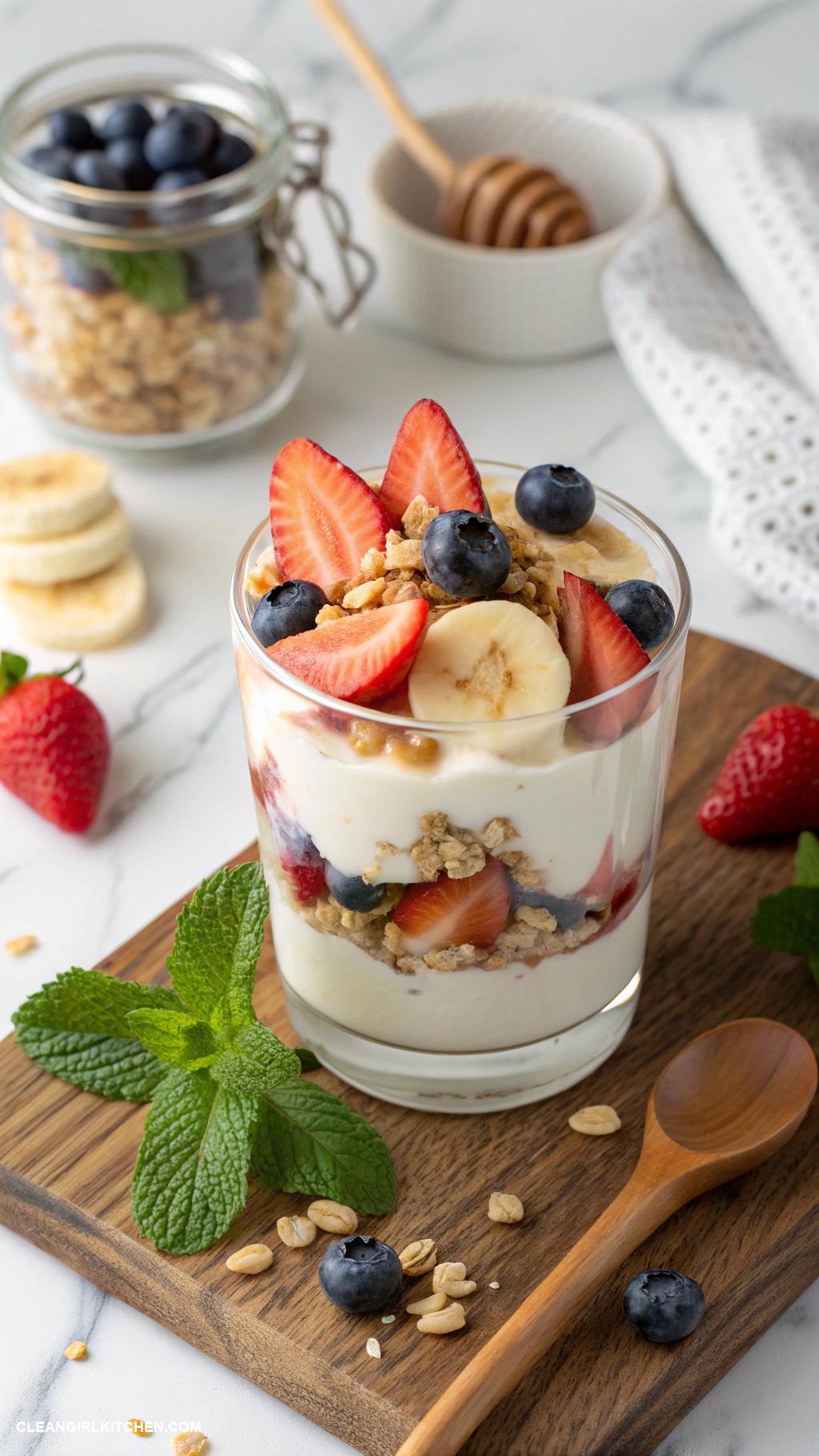 healthy brunch ideas Greek Yogurt Parfait with Granola and Fruit