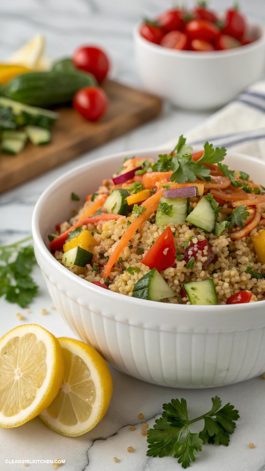 healthy brunch ideas Quinoa Salad with Vegetables and Lemon Dressing