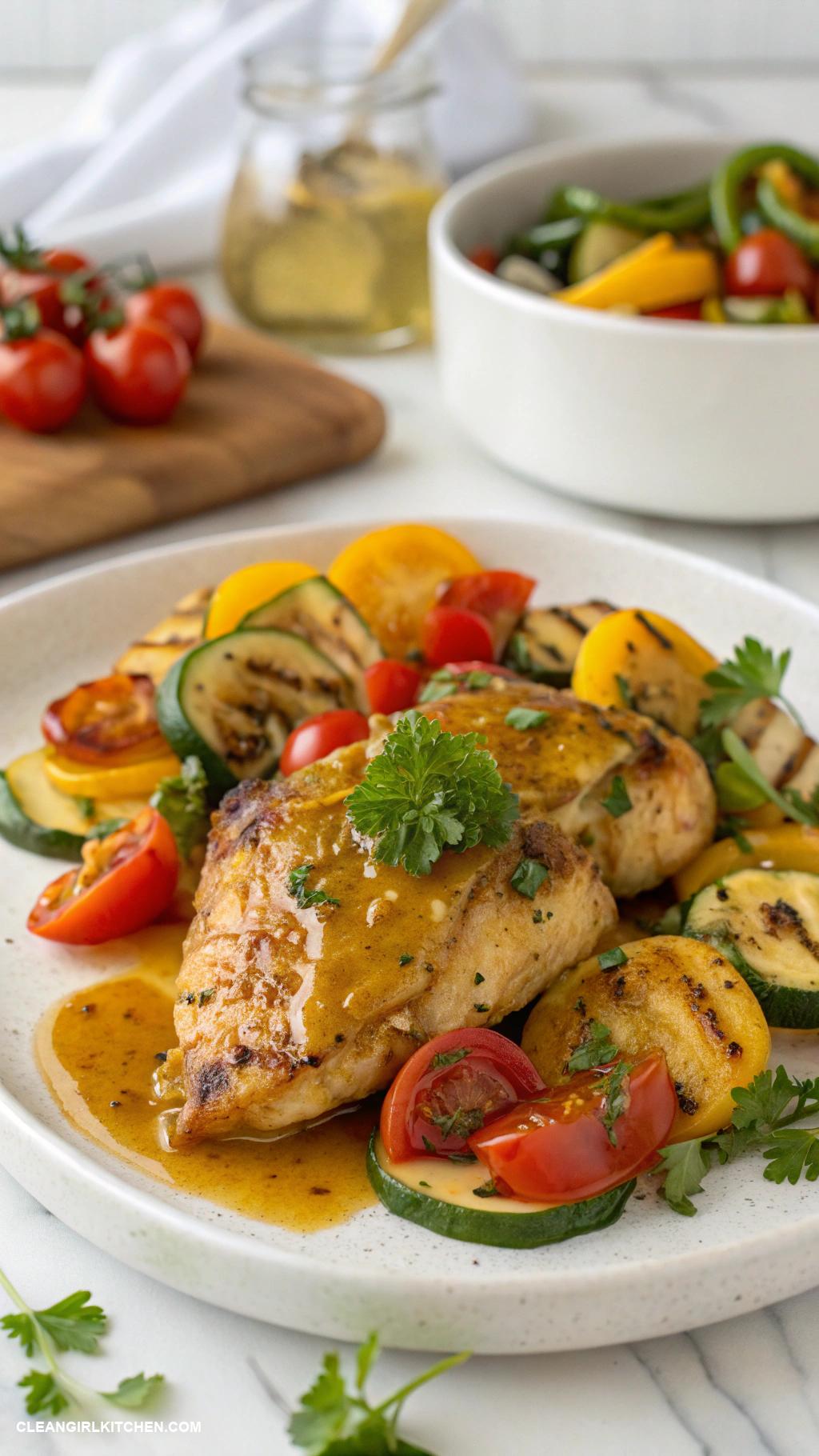 healthy crockpot chicken recipes Honey Mustard Chicken and Veggies
