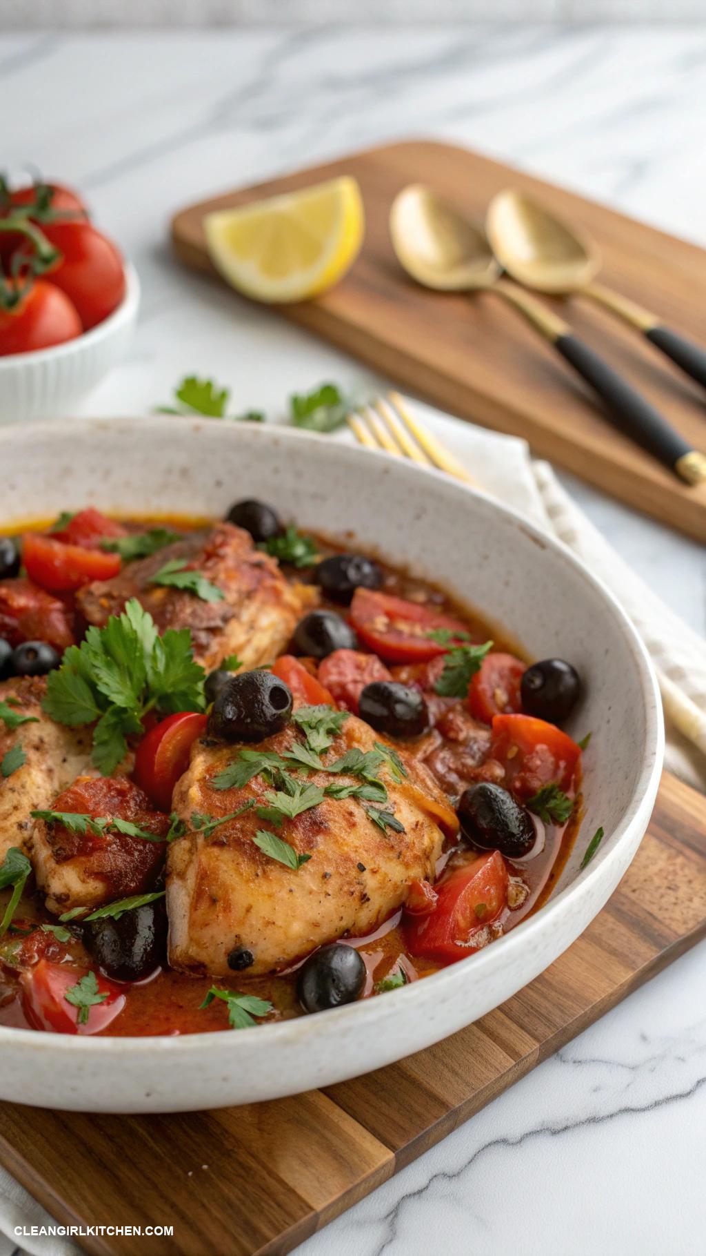 healthy crockpot chicken recipes Mediterranean Chicken with Olives and Tomatoes