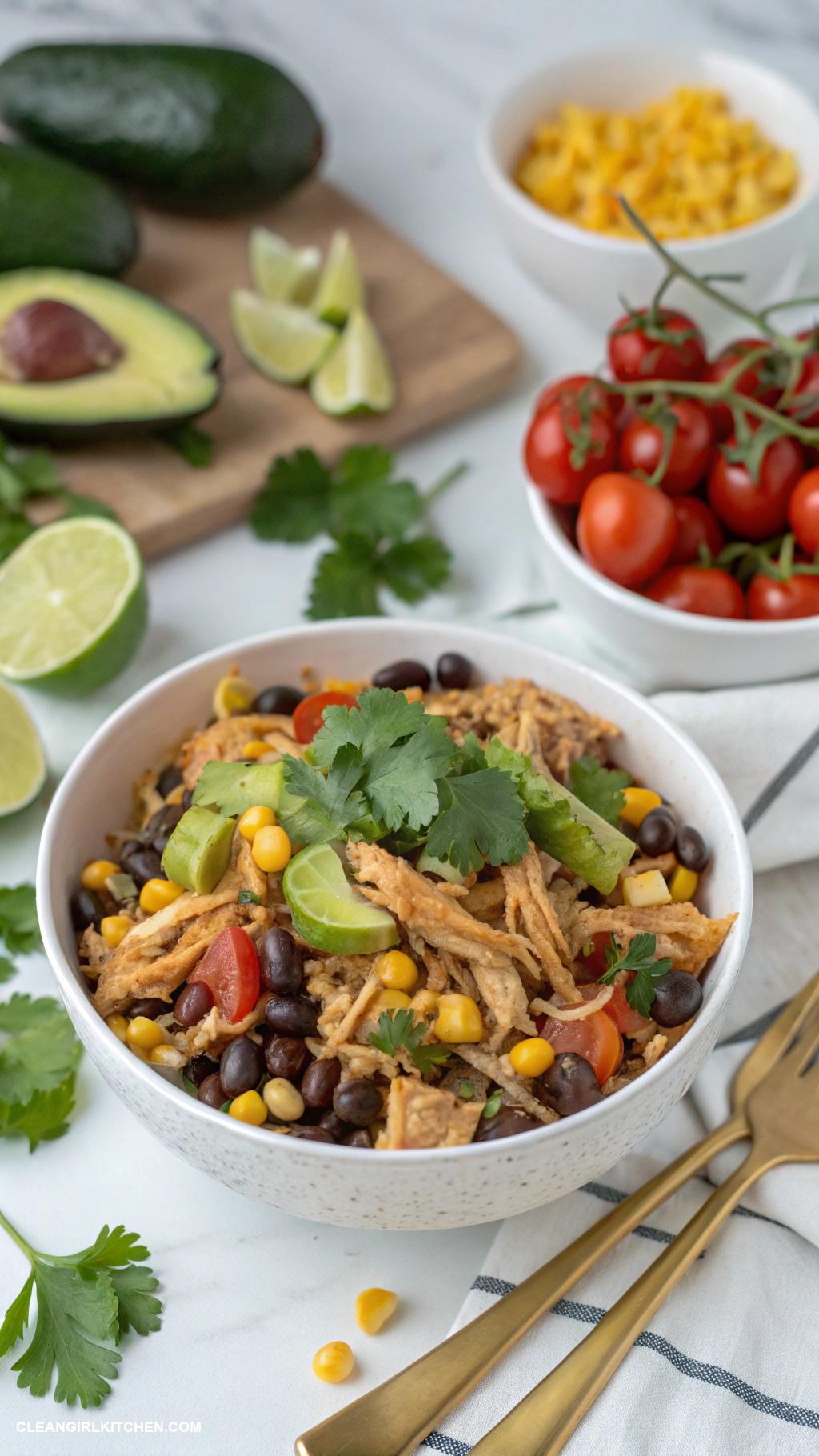 healthy crockpot chicken recipes Taco Chicken with Black Beans and Corn