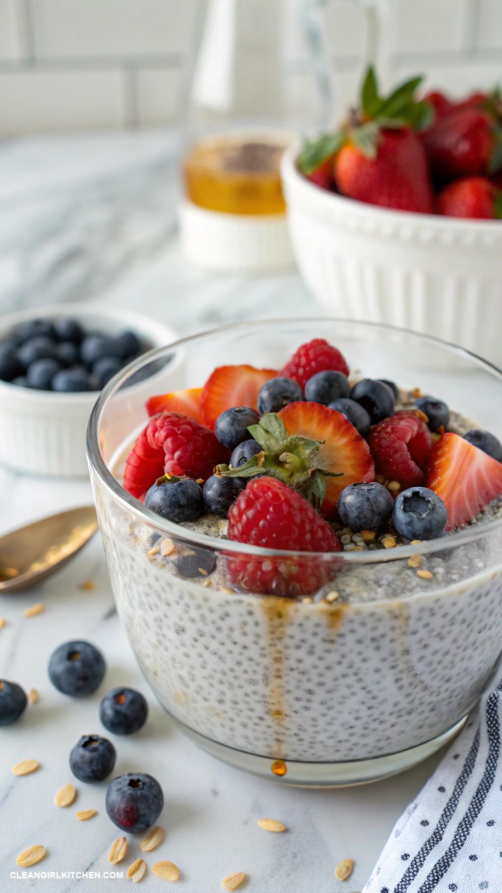 healthy desserts under 100 calories Chia Seed Pudding with Almond Milk and Berries