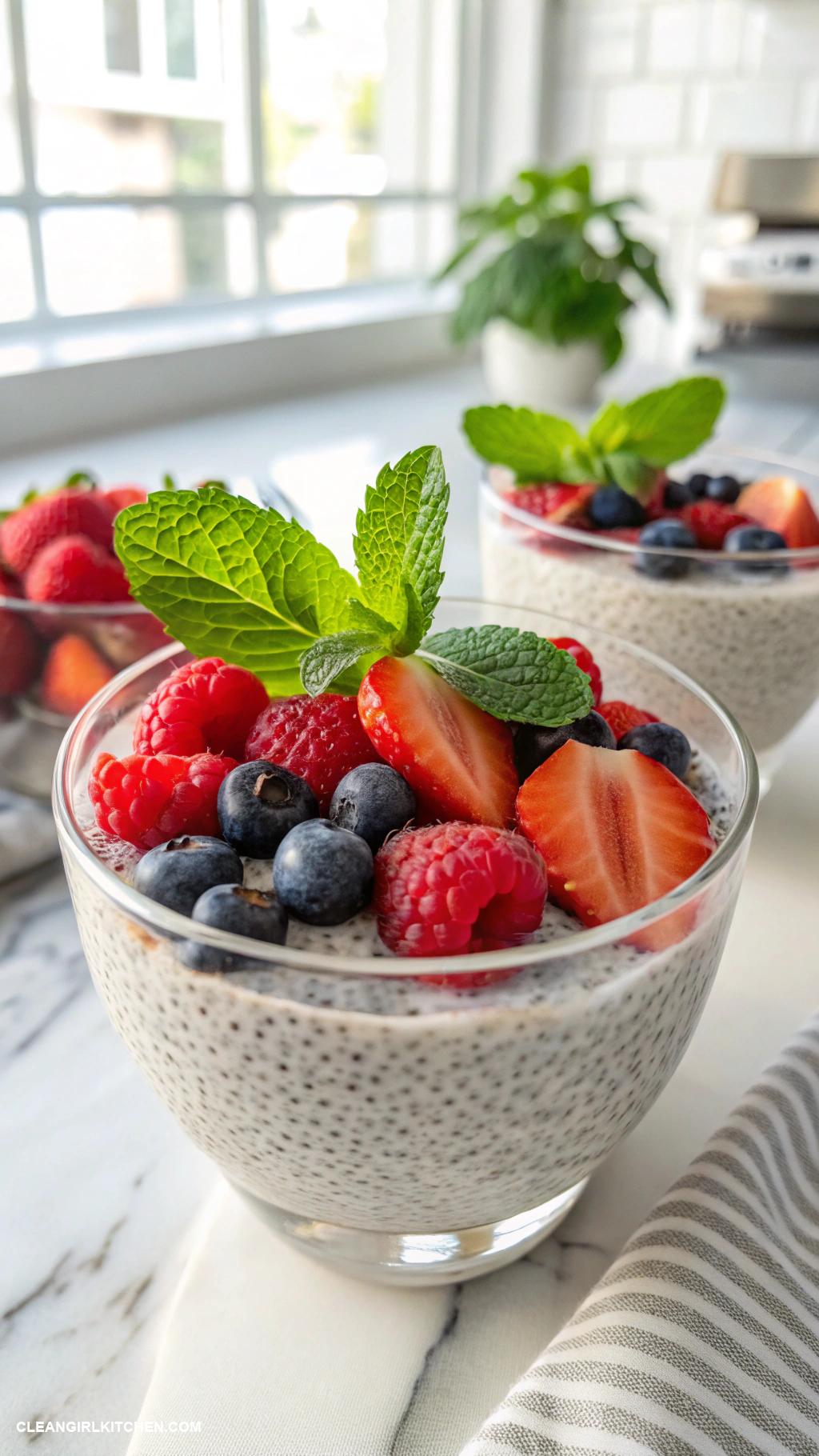 healthy gluten free recipes Chia Seed Pudding with Almond Milk and Berries