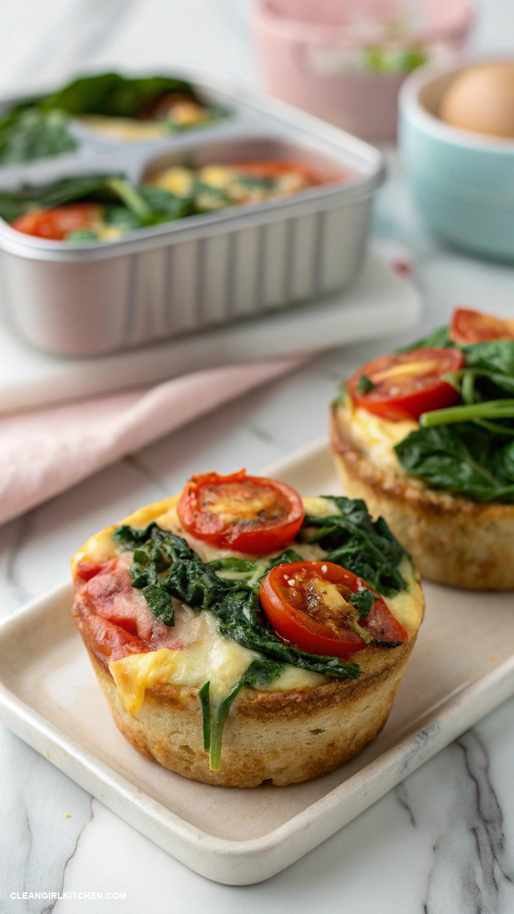 healthy meal prep for the week Egg Muffins with Spinach Tomatoes and Cheese