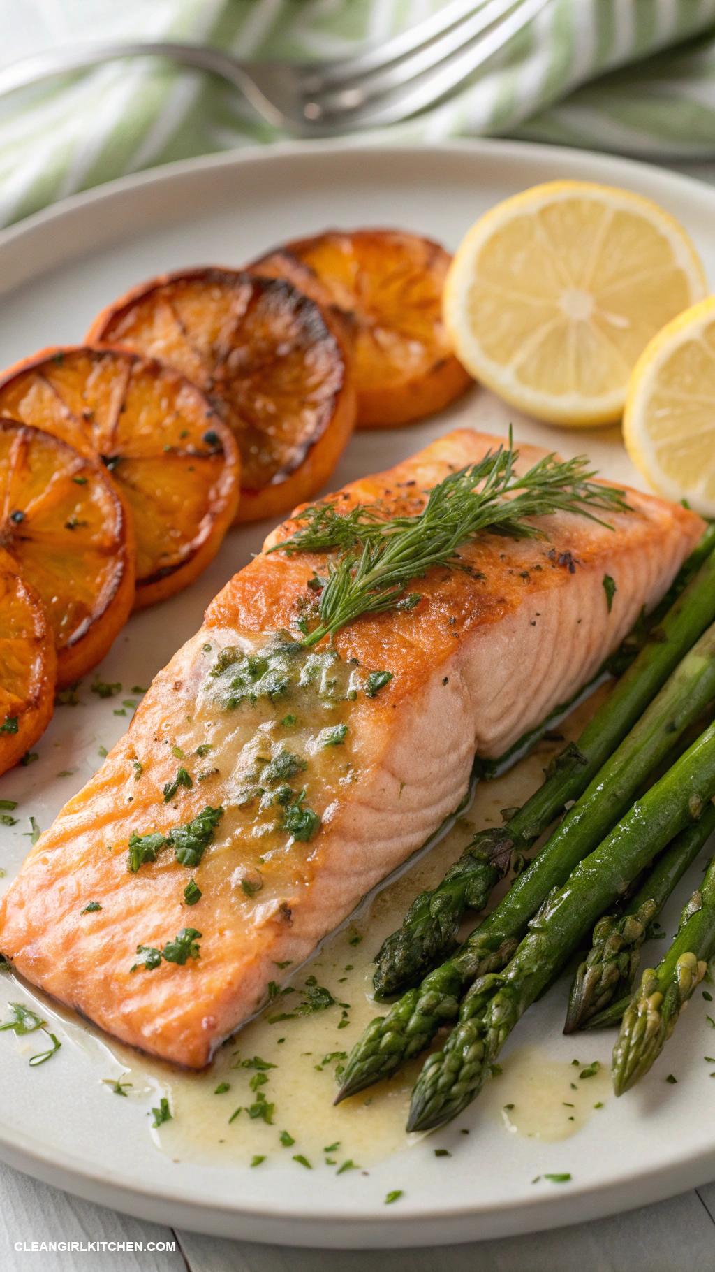 healthy meal prep for the week Oven Baked Salmon with Asparagus and Sweet Potato