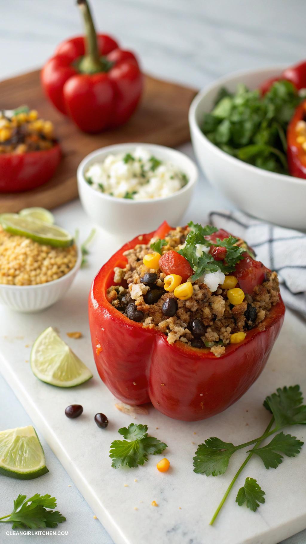 healthy meals Stuffed Bell Peppers with Quinoa Black Beans and Corn