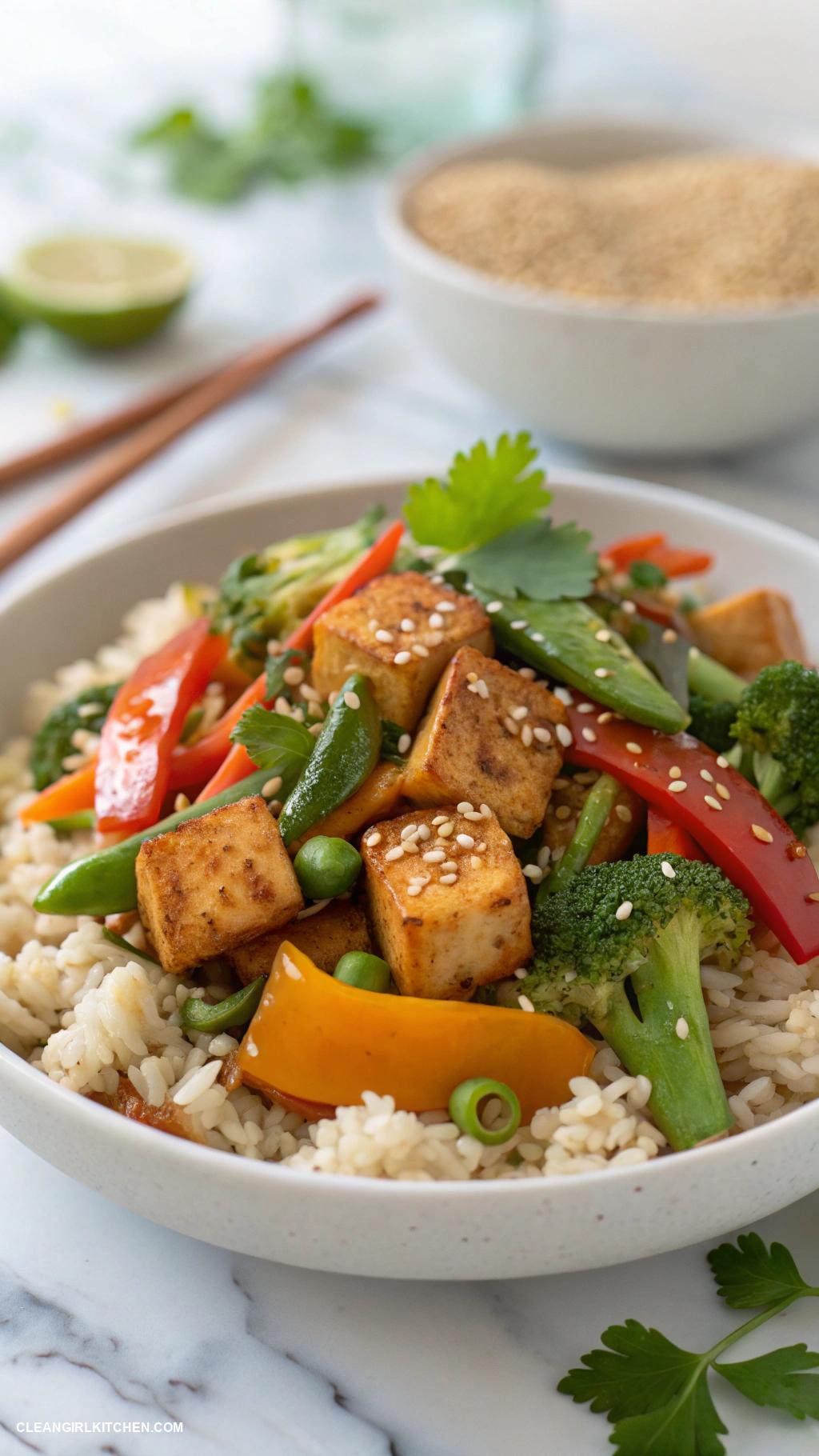 healthy meals Vegetable Stir Fry with Tofu and Brown Rice
