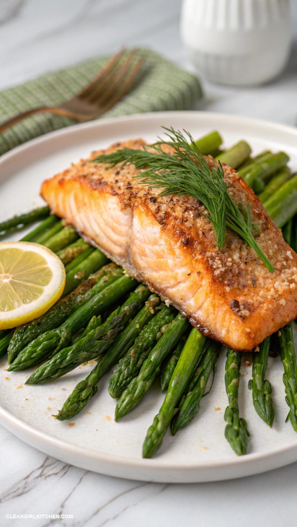 healthy meat recipes Baked Salmon with Asparagus