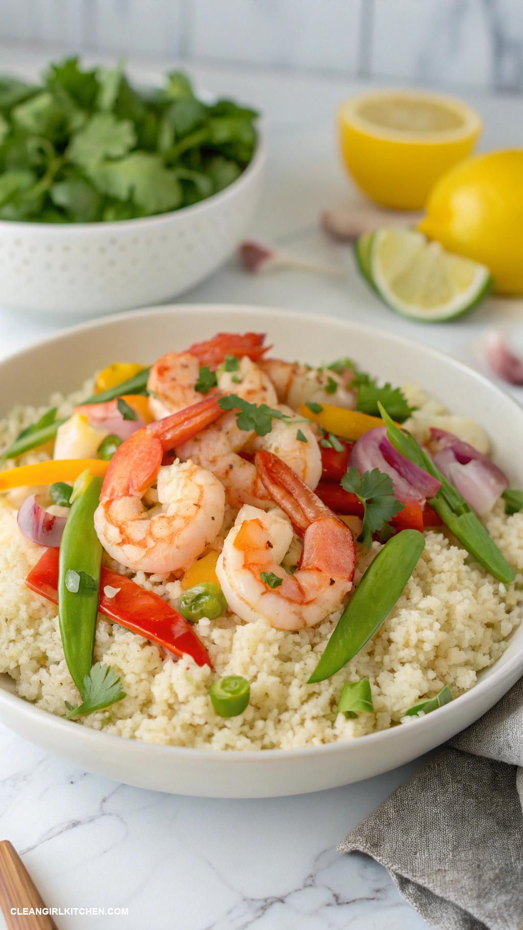 healthy meat recipes Cauliflower Rice Stir Fry with Shrimp