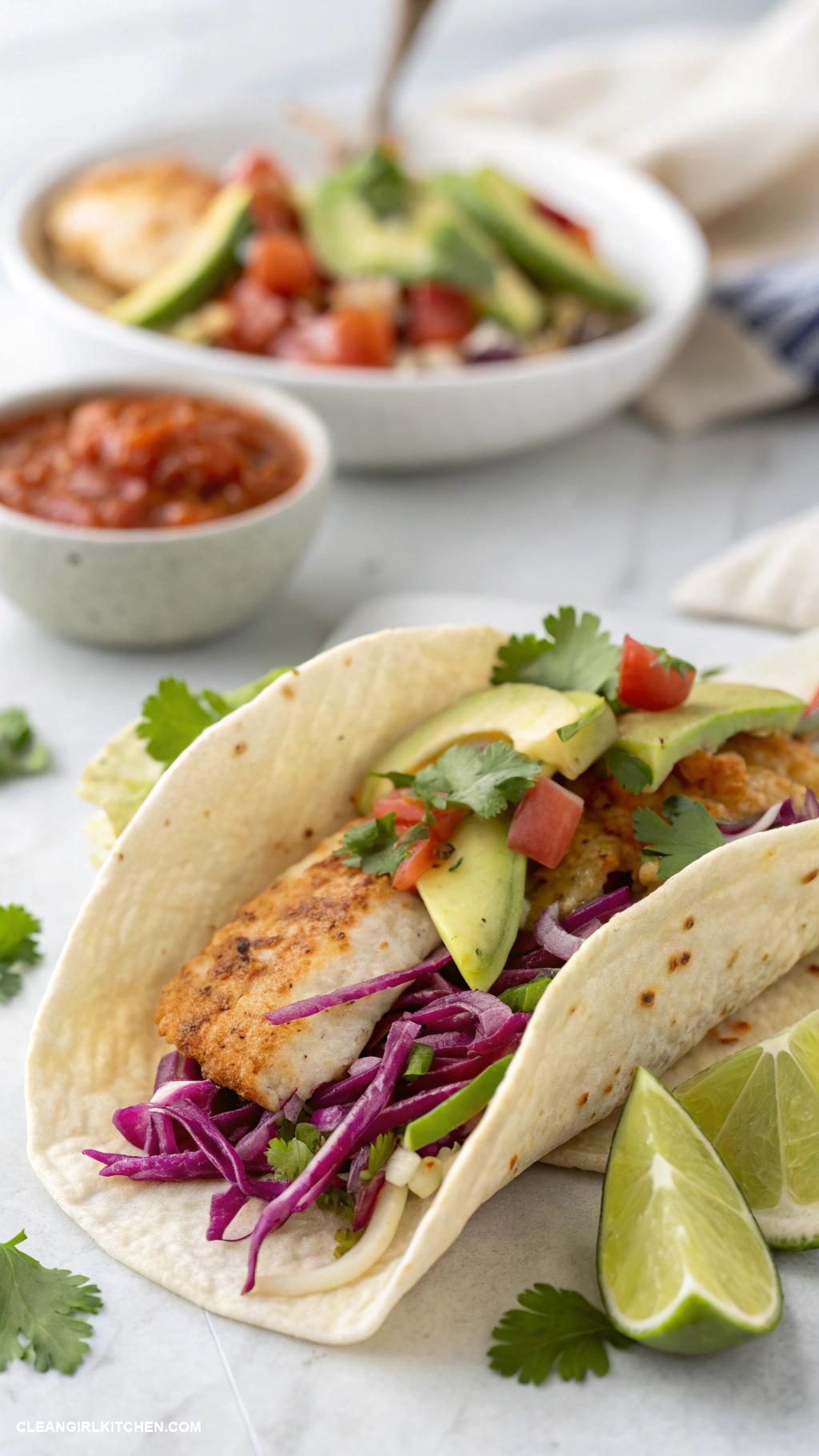 healthy meat recipes Fish Tacos with Cabbage Slaw