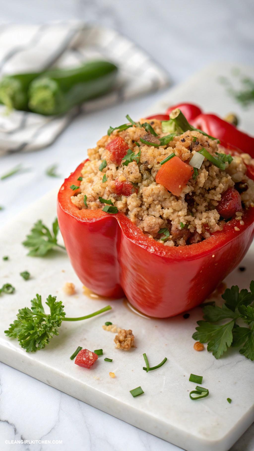 healthy meat recipes Quinoa and Turkey Stuffed Bell Peppers