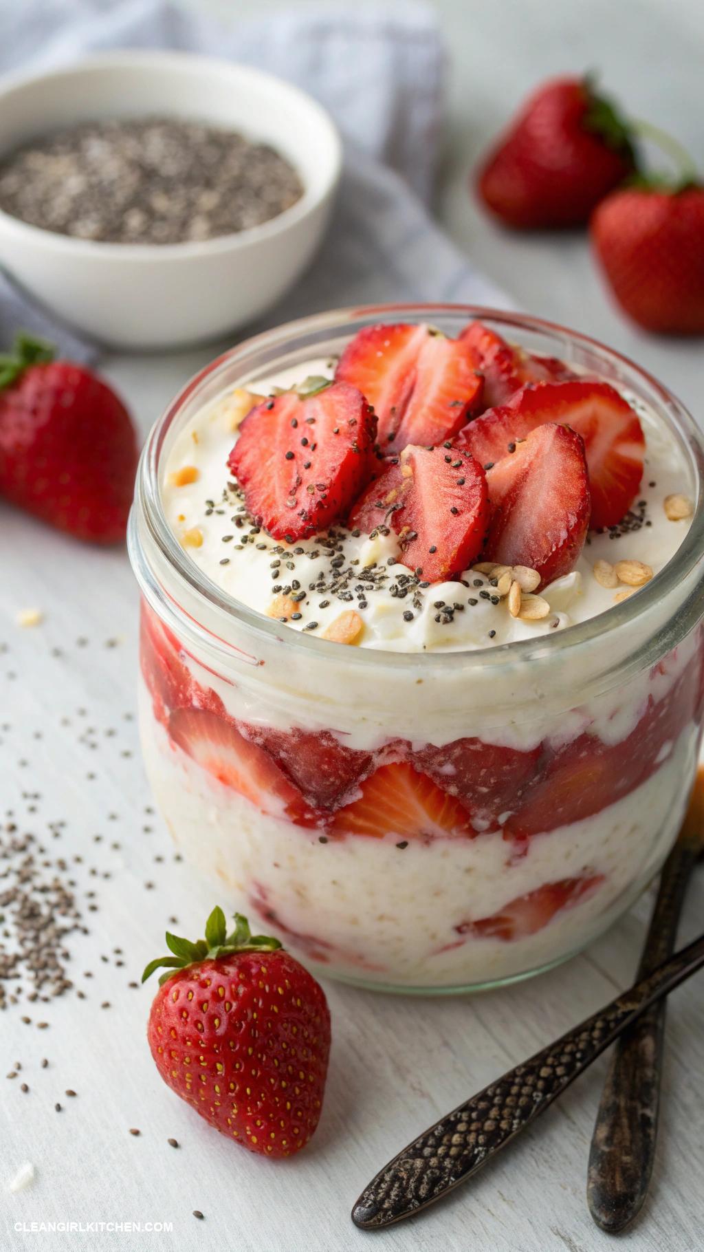 healthy overnight oats Strawberry Vanilla Overnight Oats