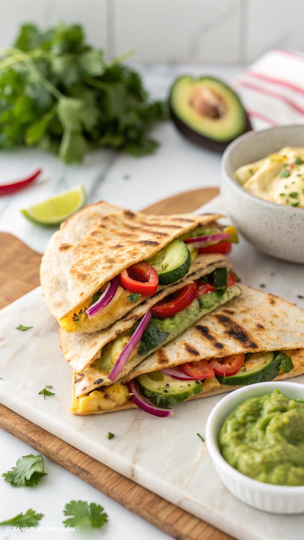 healthy quesadilla ideas Grilled Vegetable and Hummus Quesadilla