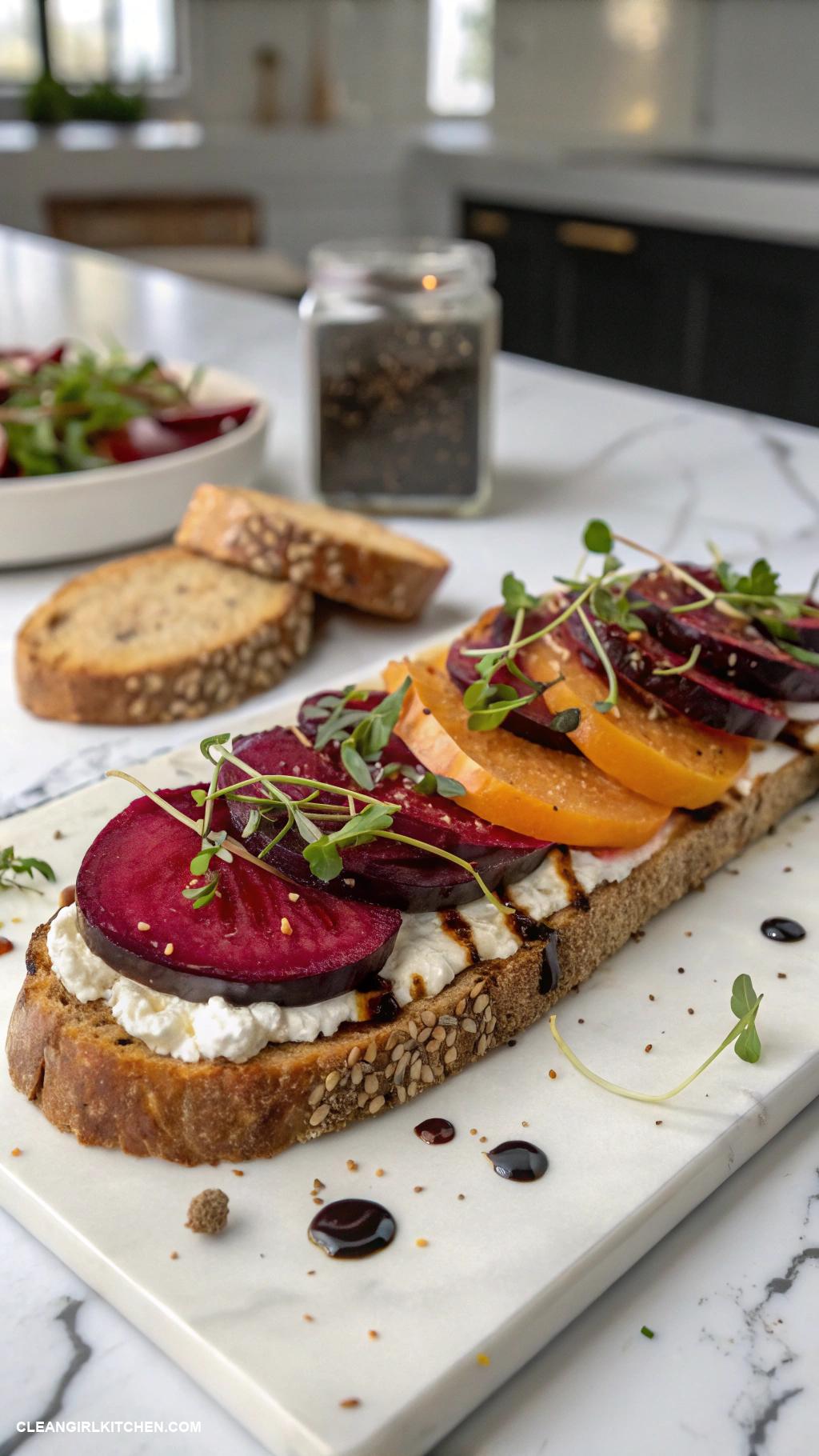 healthy tartine recipes Roasted Beet and Goat Cheese Tartine