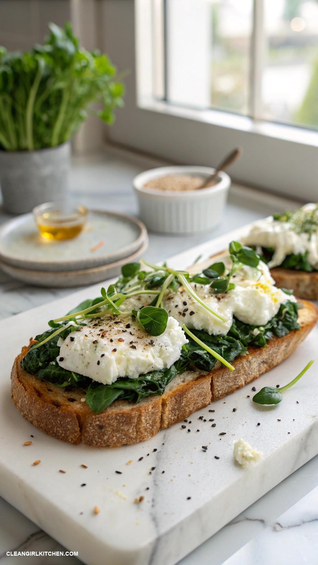 healthy tartine recipes Spinach and Ricotta Tartine