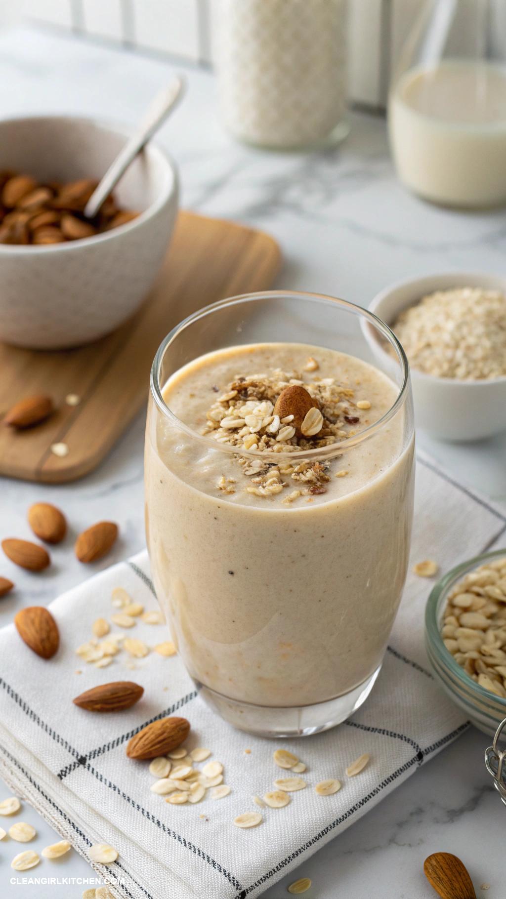 protein smoothies recipes Oats Almond Protein Smoothie