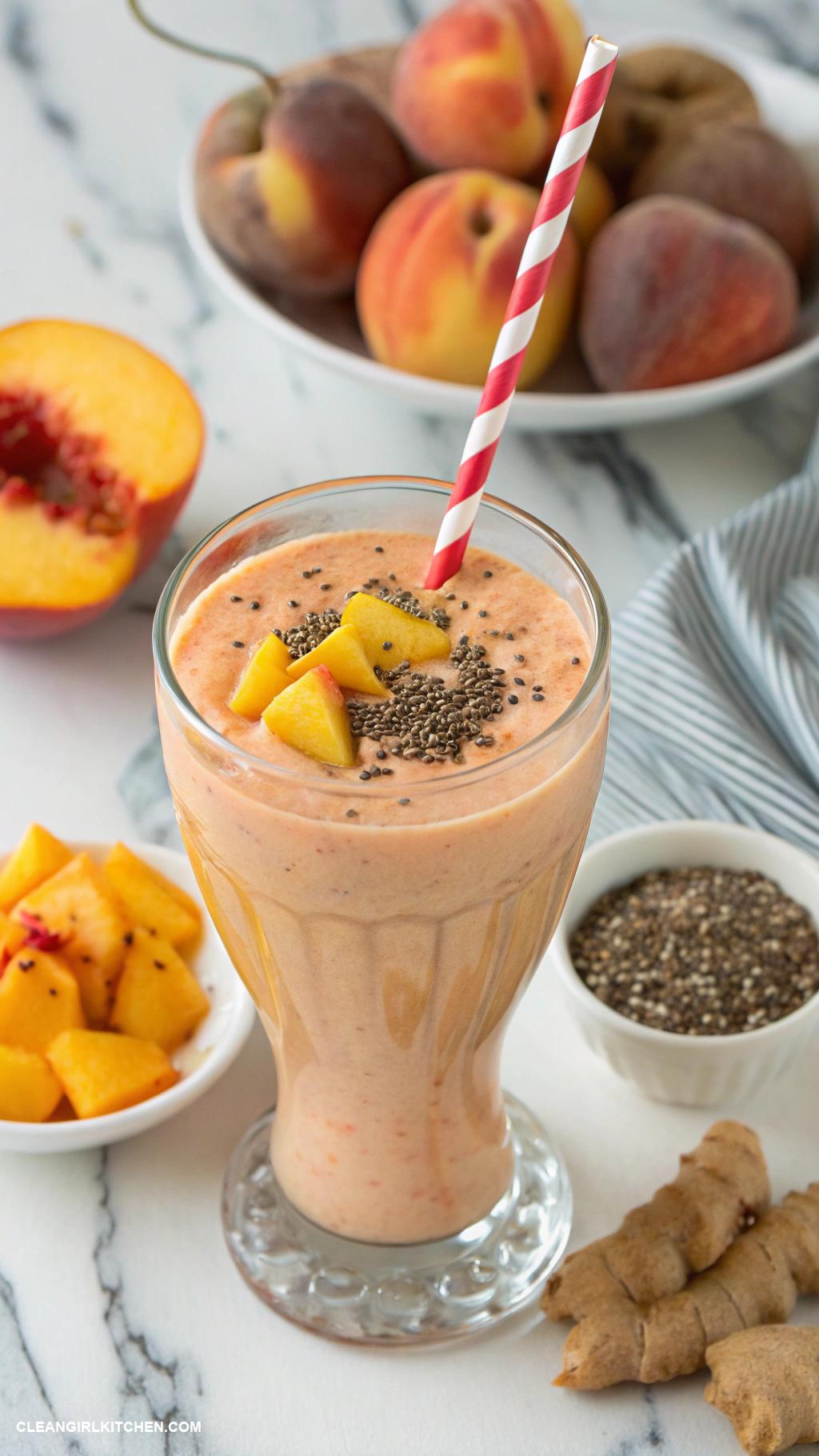 protein smoothies recipes Peach and Ginger Protein Smoothie