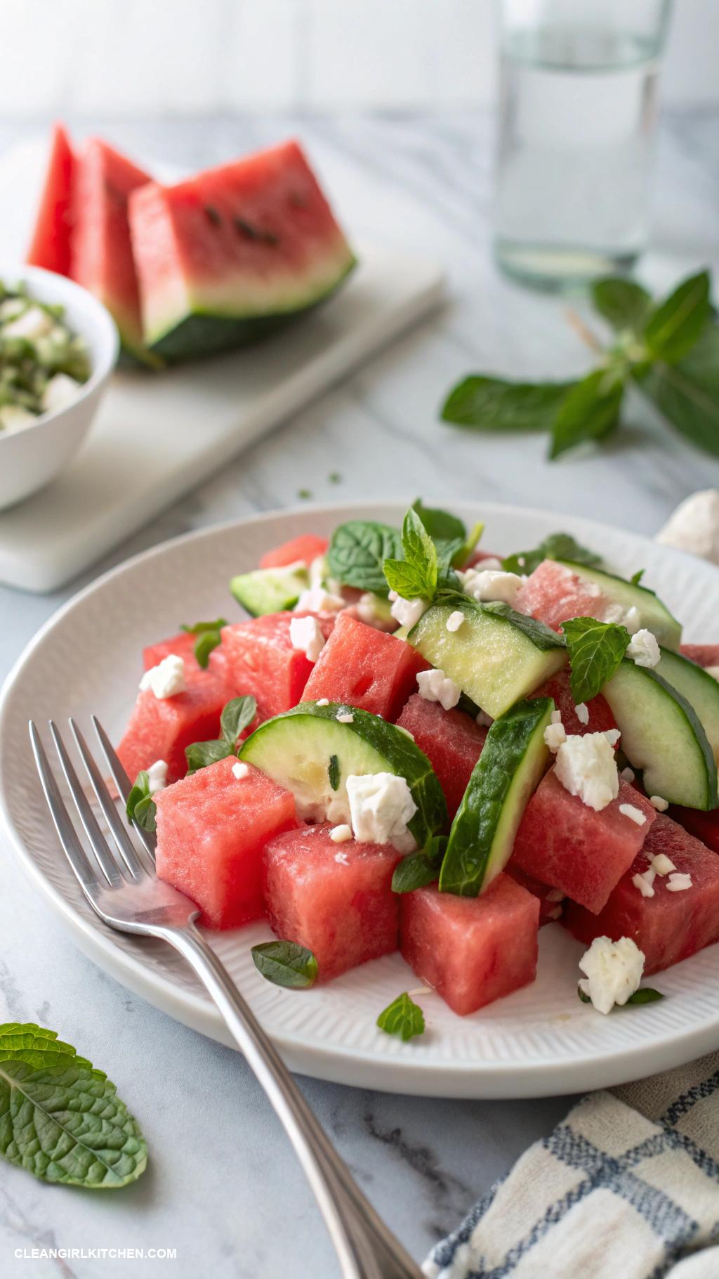 watermelon cucumber feta salad