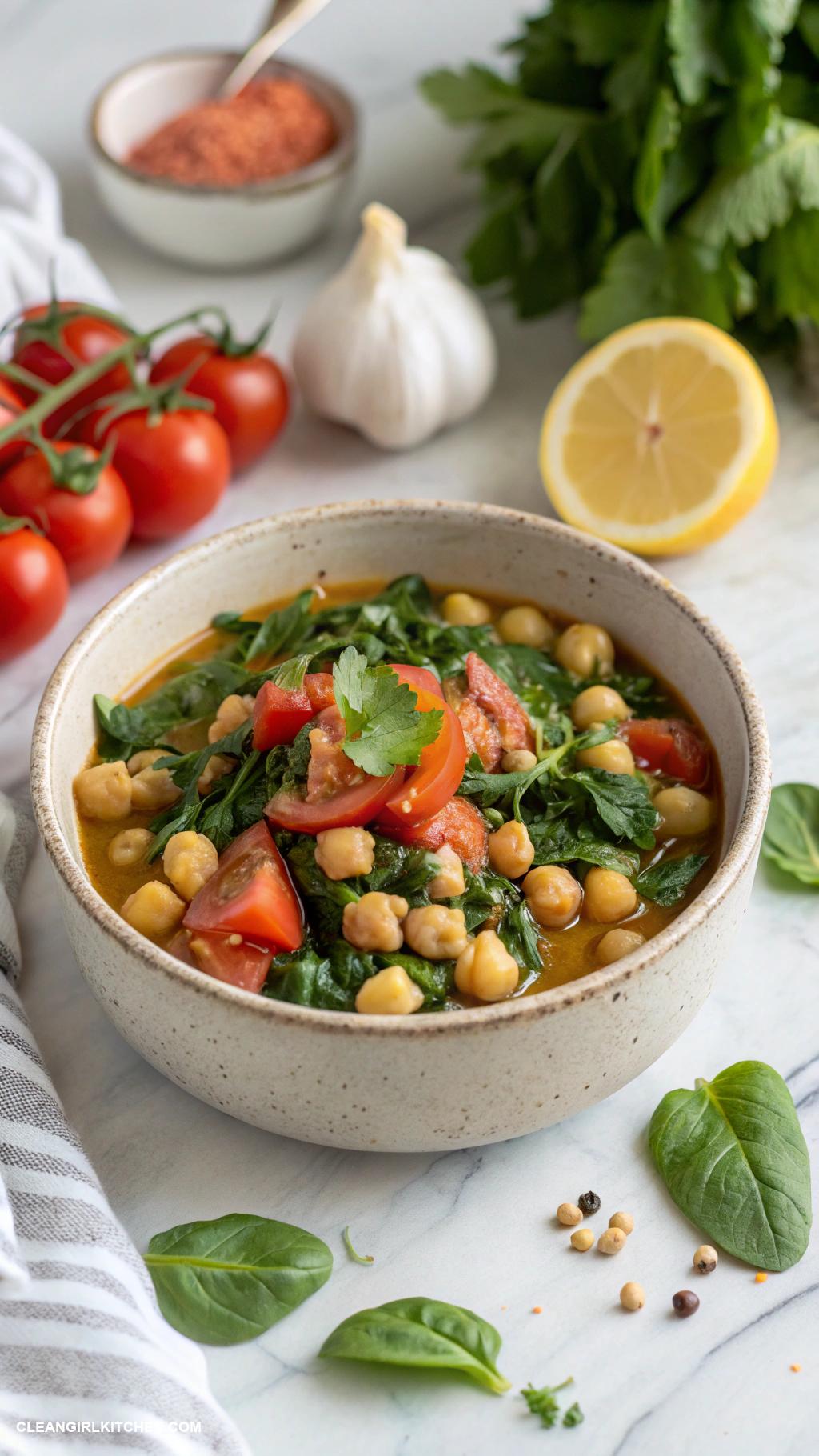 clean eating recipes Chickpea and Spinach Stew