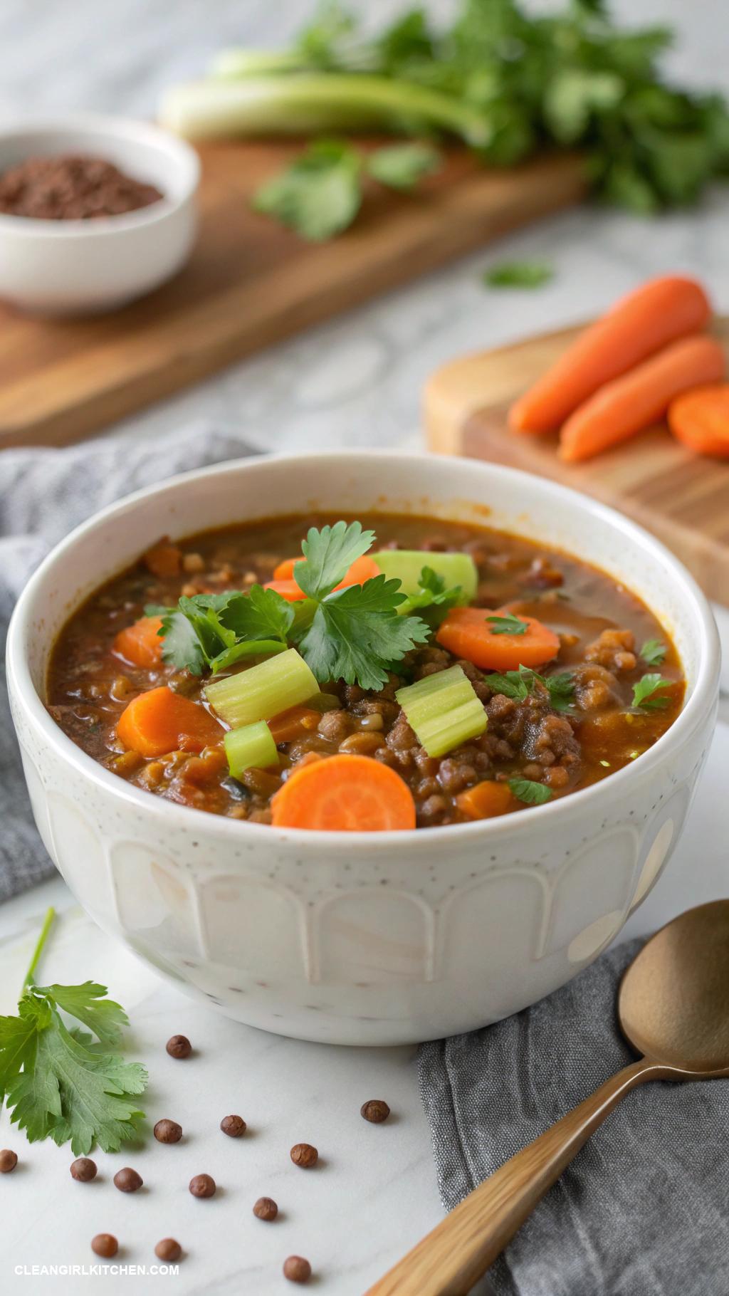 clean eating recipes Lentil Soup with Carrots and Celery