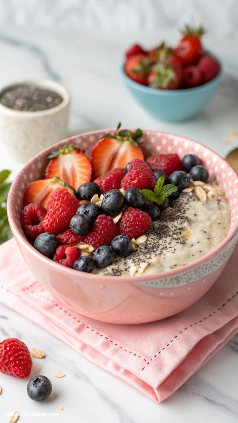 clean eating recipes Overnight Oats with Almond Milk and Berries