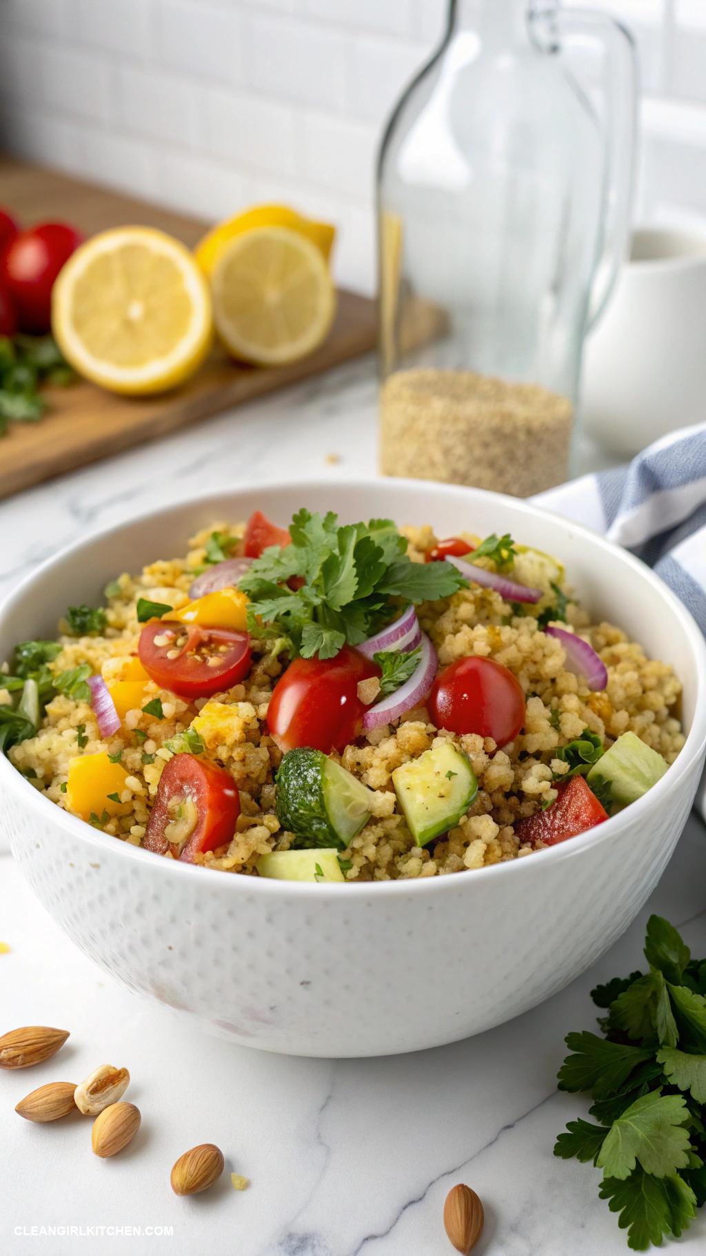 clean eating recipes Quinoa Salad with Lemon Vinaigrette