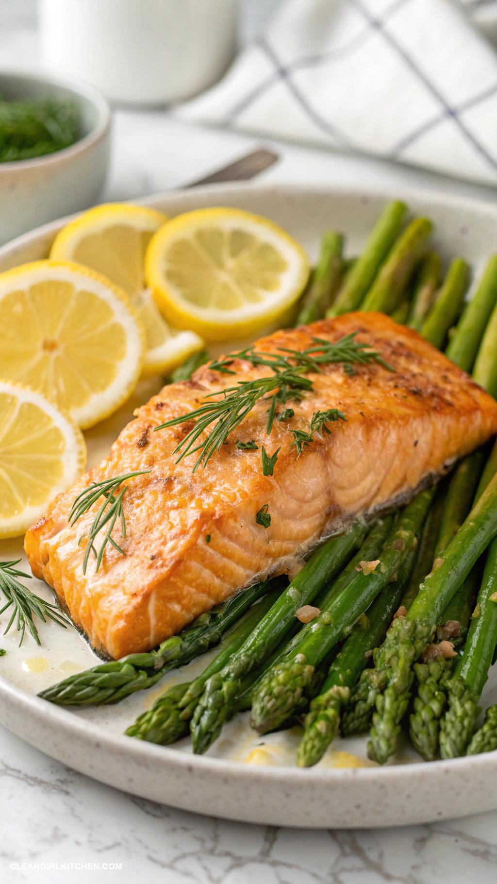 easy healthy meals Baked Salmon with Asparagus and Lemon