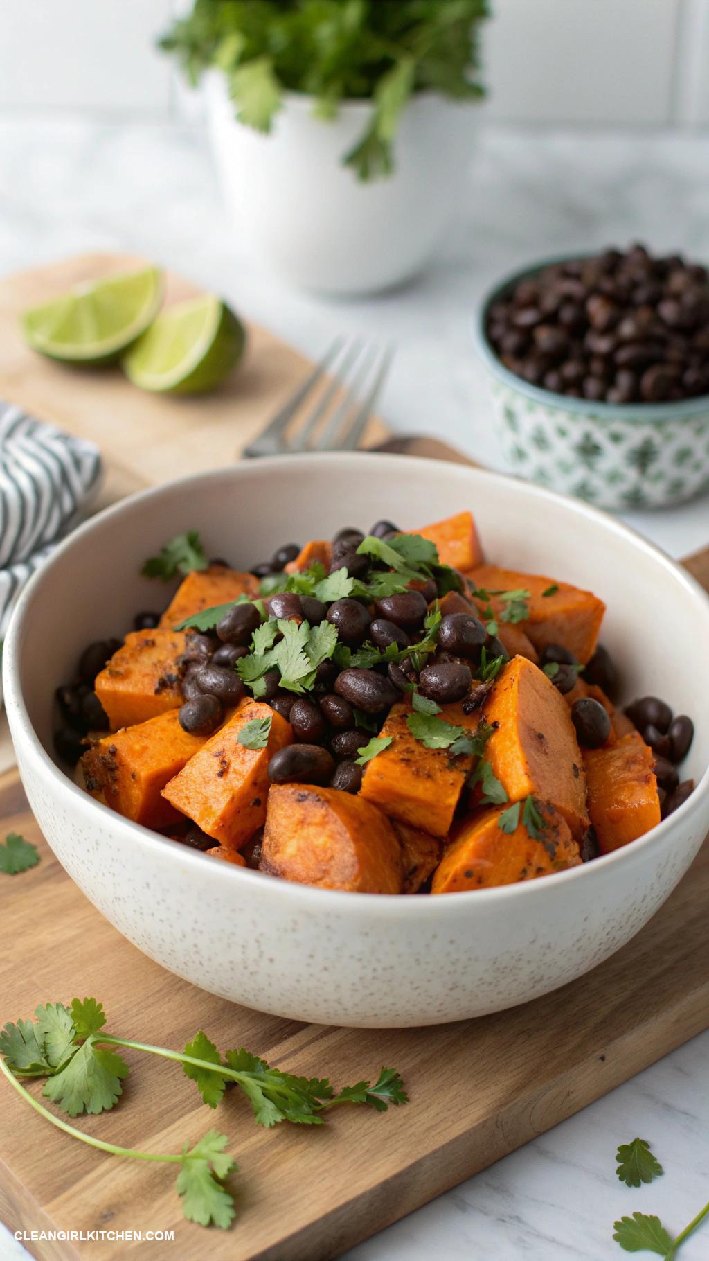 easy healthy meals Oven Roasted Sweet Potatoes with Black Beans
