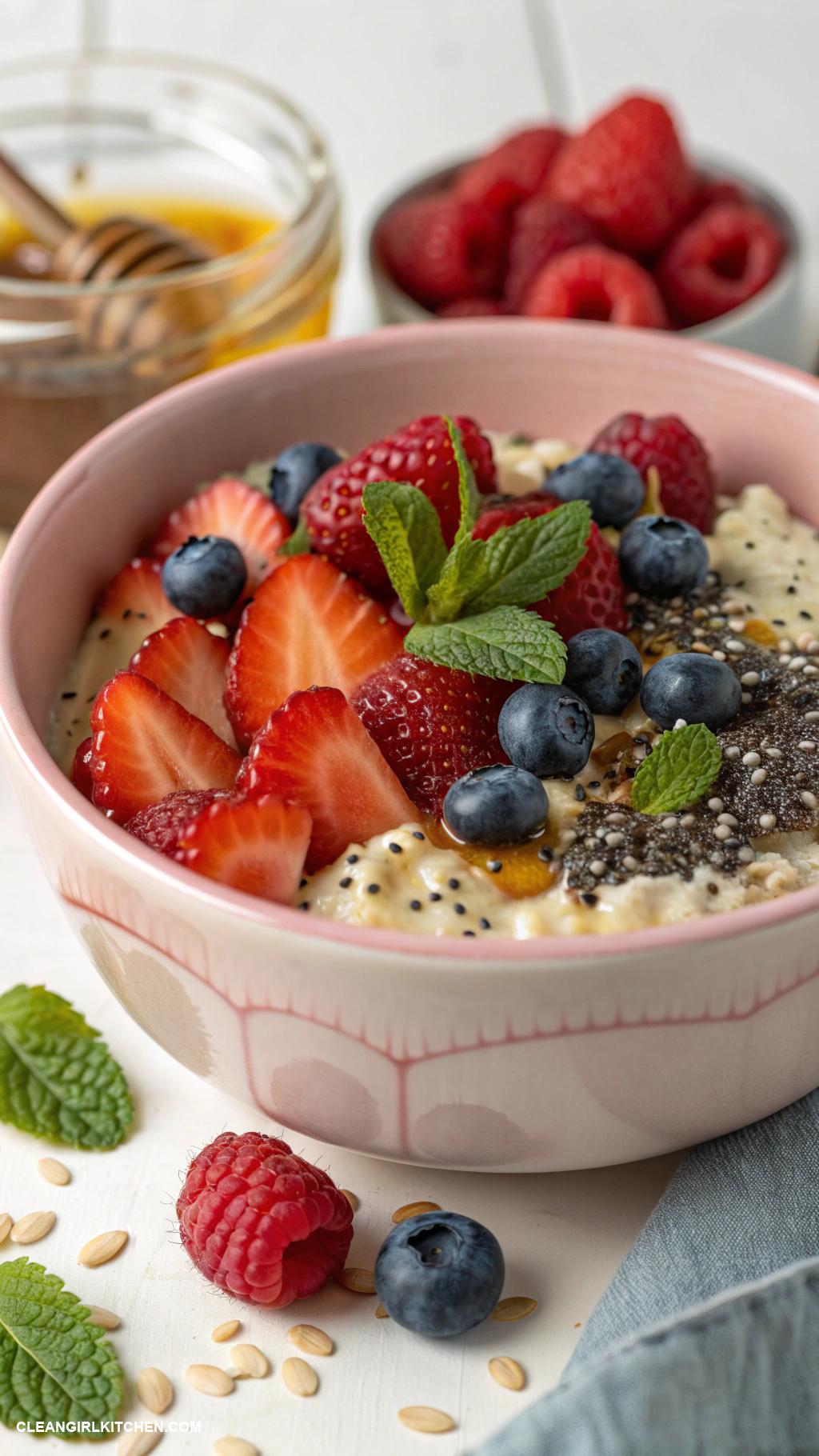 easy healthy meals Overnight Oats with Berries and Chia Seeds