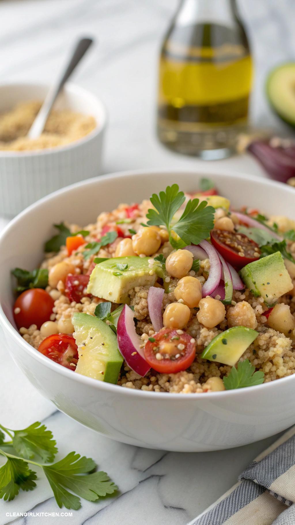 easy healthy meals Quinoa Salad with Chickpeas and Avocado