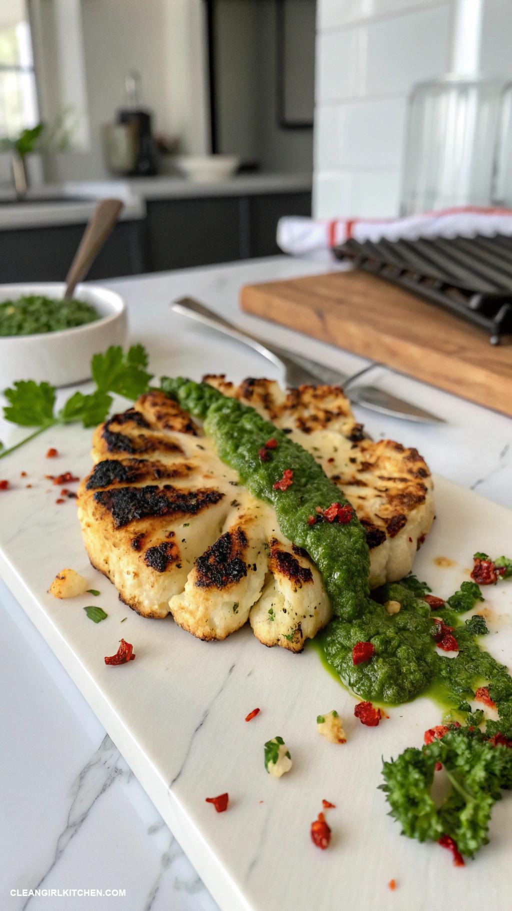 healthy blackstone griddle recipes Cauliflower Steaks with Chimichurri Sauce