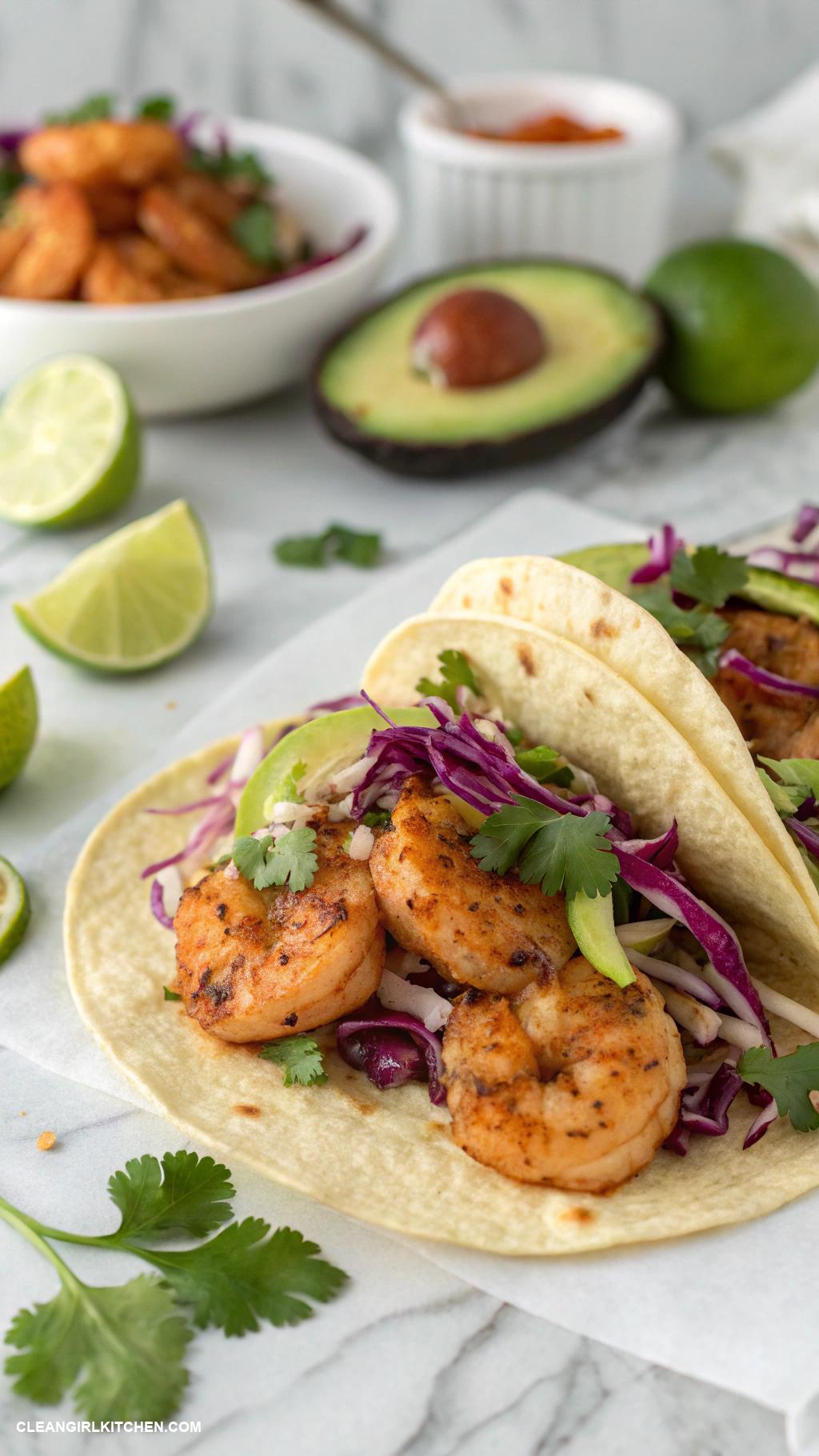 healthy blackstone griddle recipes Spicy Shrimp Tacos with Cabbage Slaw