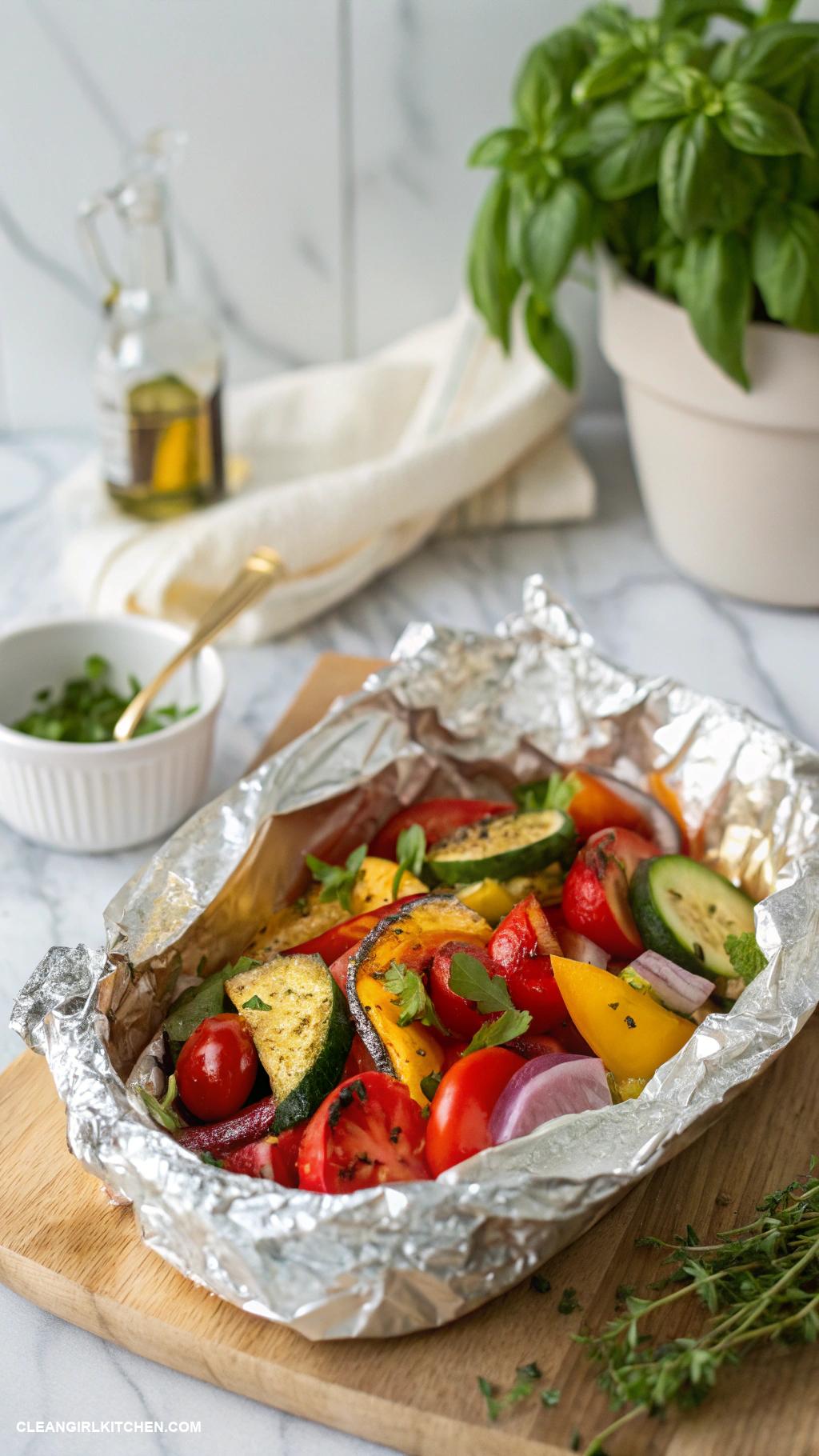 healthy camping meals Campfire Vegetable Foil Packets