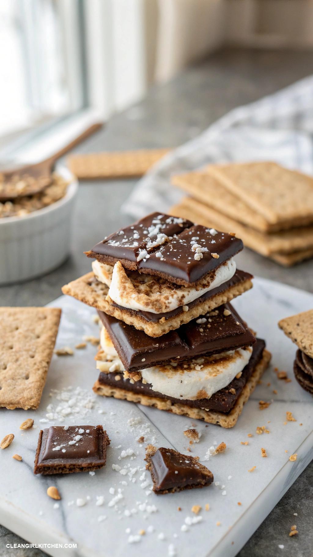 healthy camping meals Smores Made with Dark Chocolate and Whole Grain Crackers