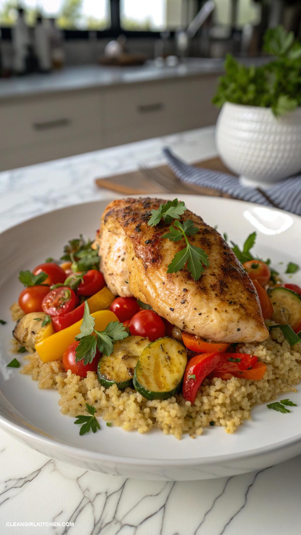 healthy chicken breast recipes Chicken Breast with Quinoa and Roasted Vegetables