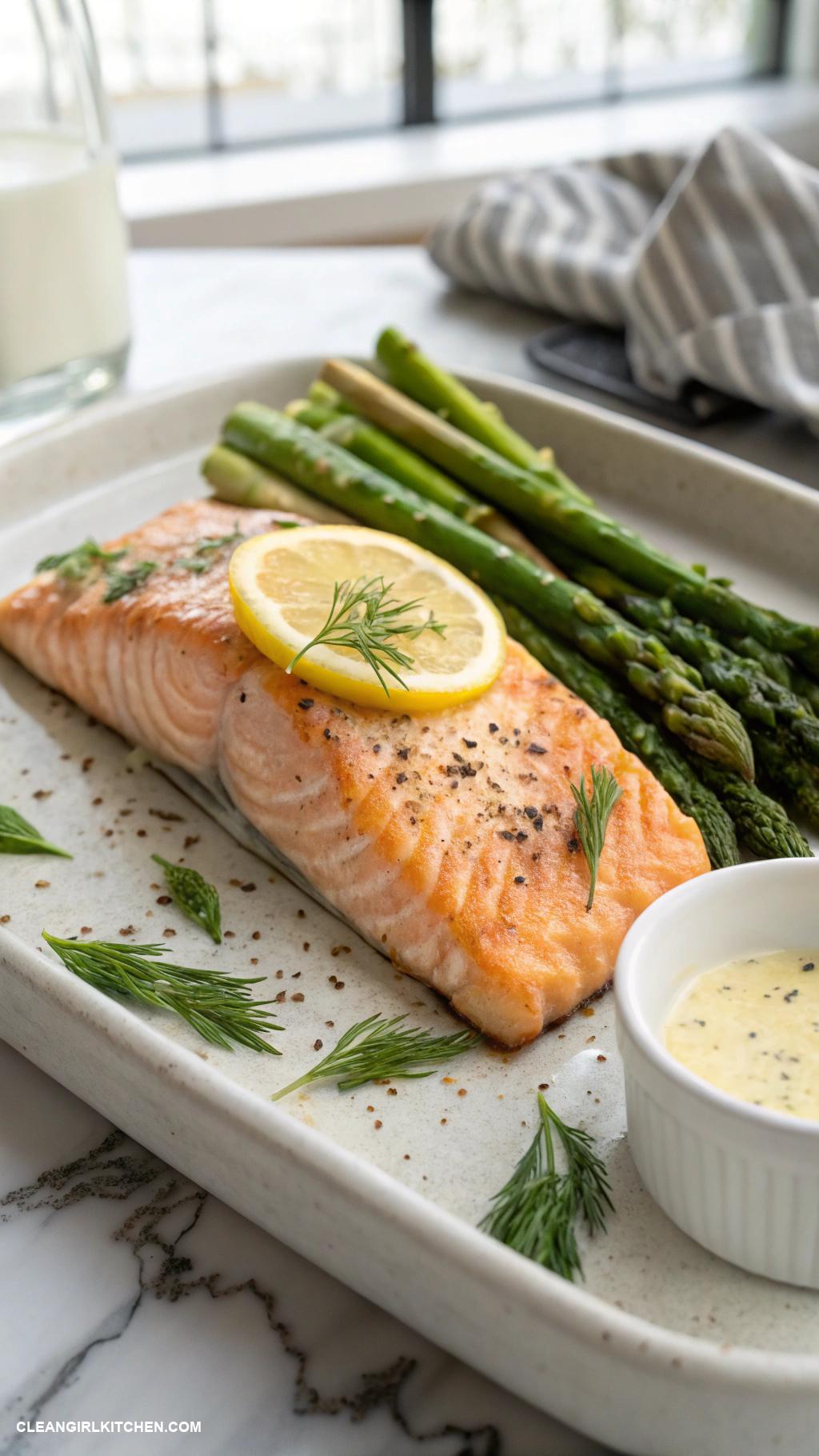 healthy easy recipes Baked Salmon with Asparagus