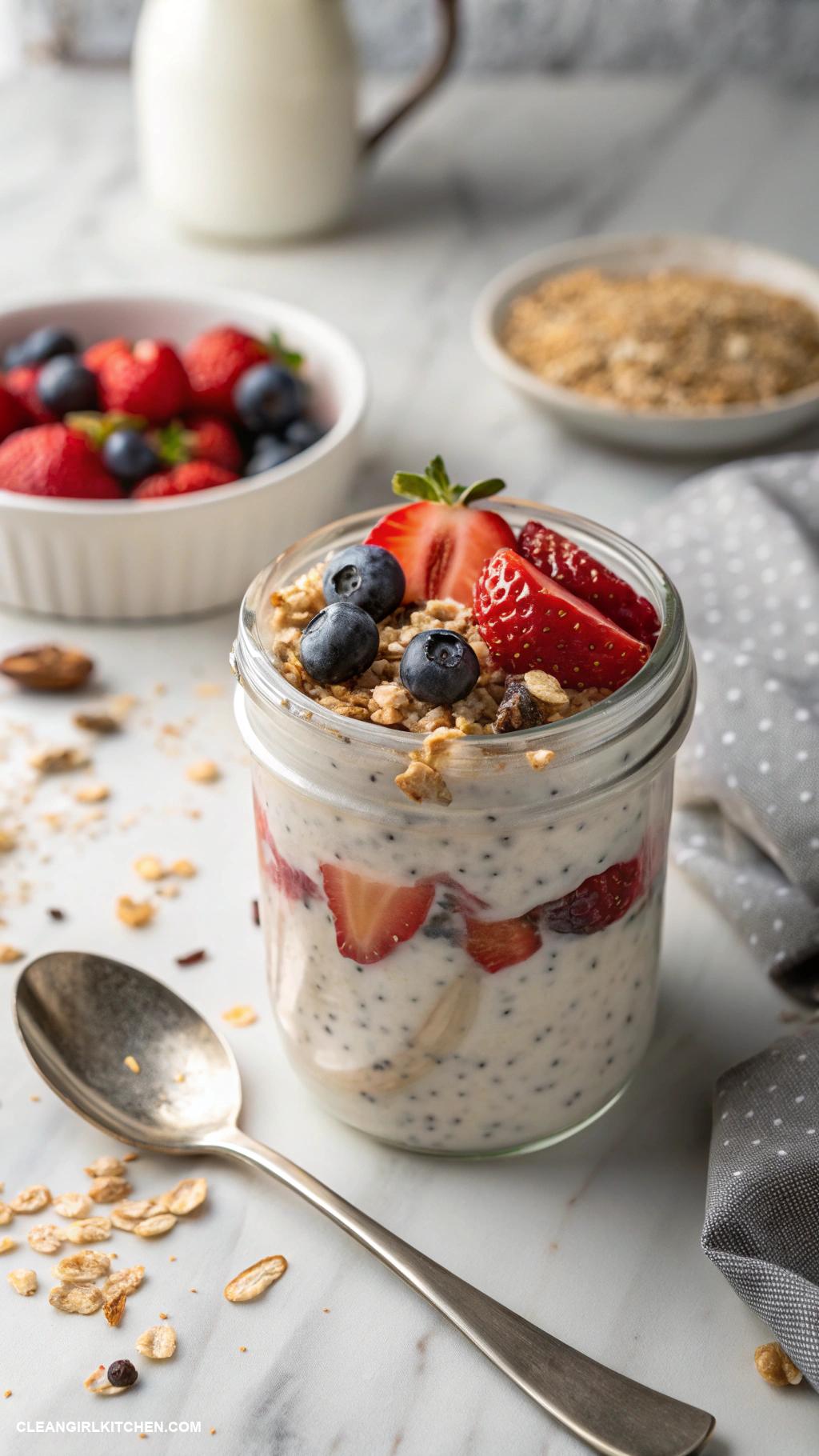 healthy easy recipes Overnight Oats with Chia Seeds and Almond Milk