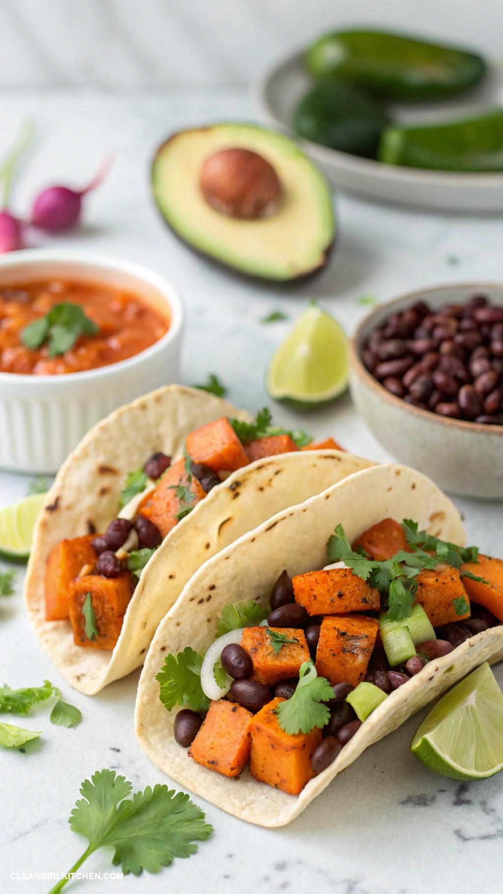 healthy easy recipes Sweet Potato and Black Bean Tacos