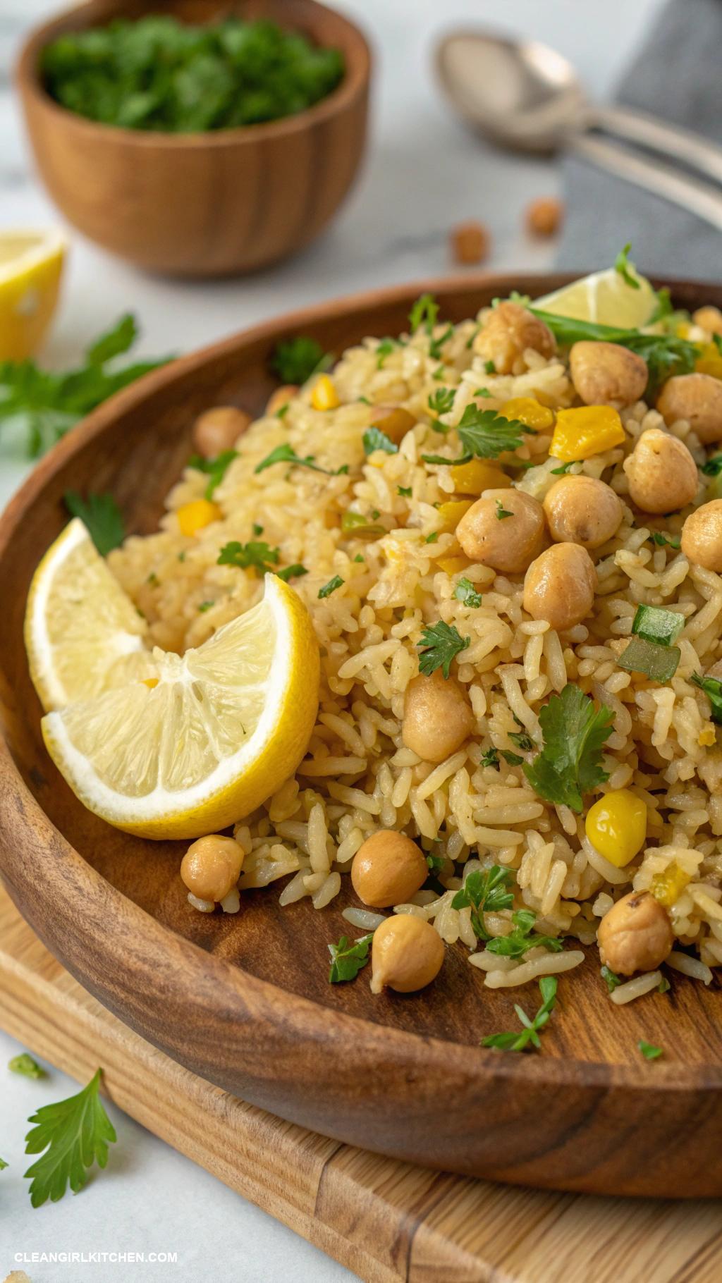 healthy fried brown rice recipes Lemon Garlic Fried Brown Rice with Chickpeas