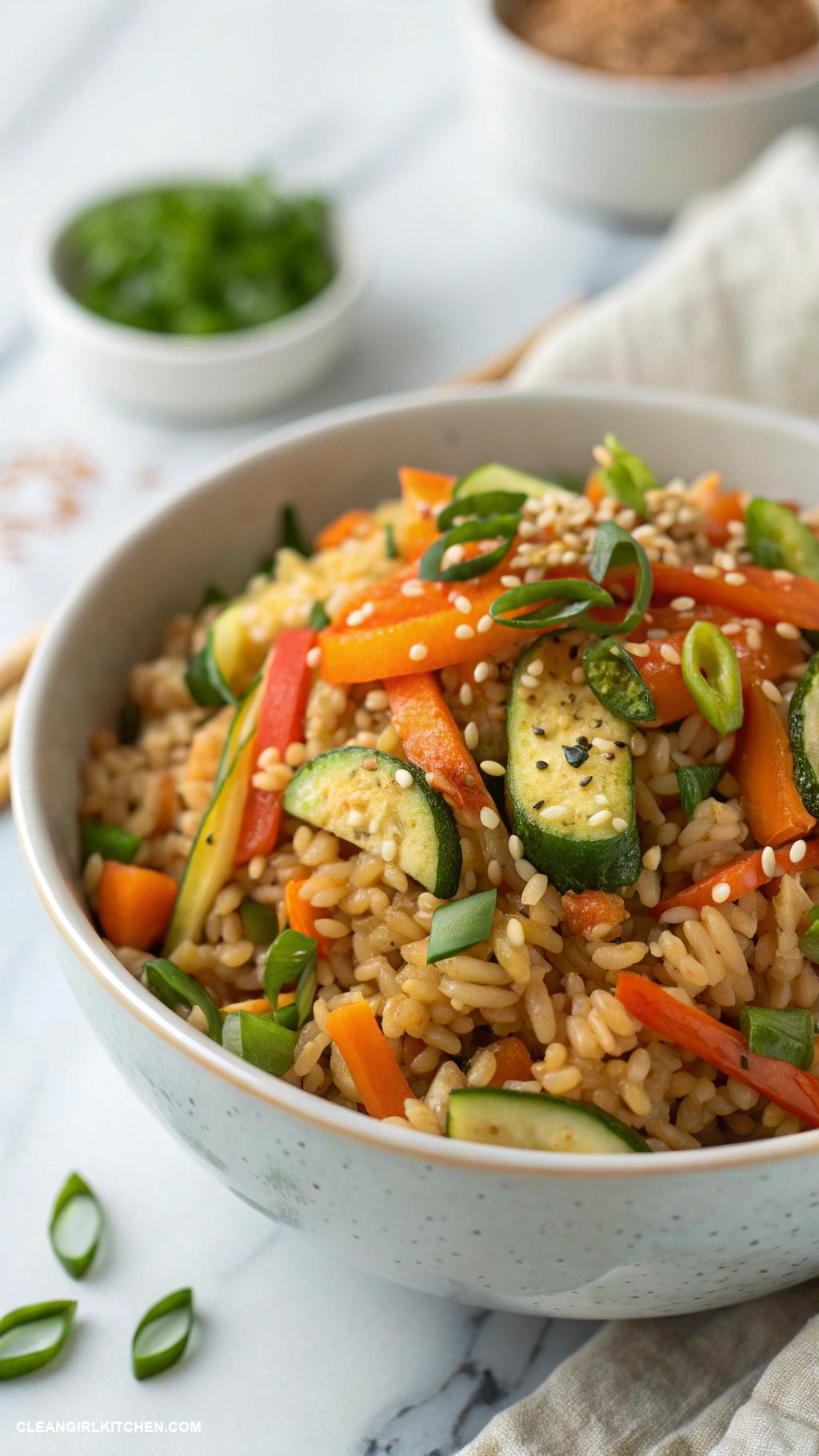 healthy fried brown rice recipes Zucchini and Carrot Fried Brown Rice