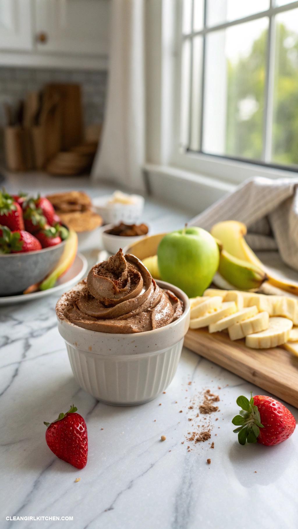 healthy fruit dip Almond Butter and Cocoa Powder